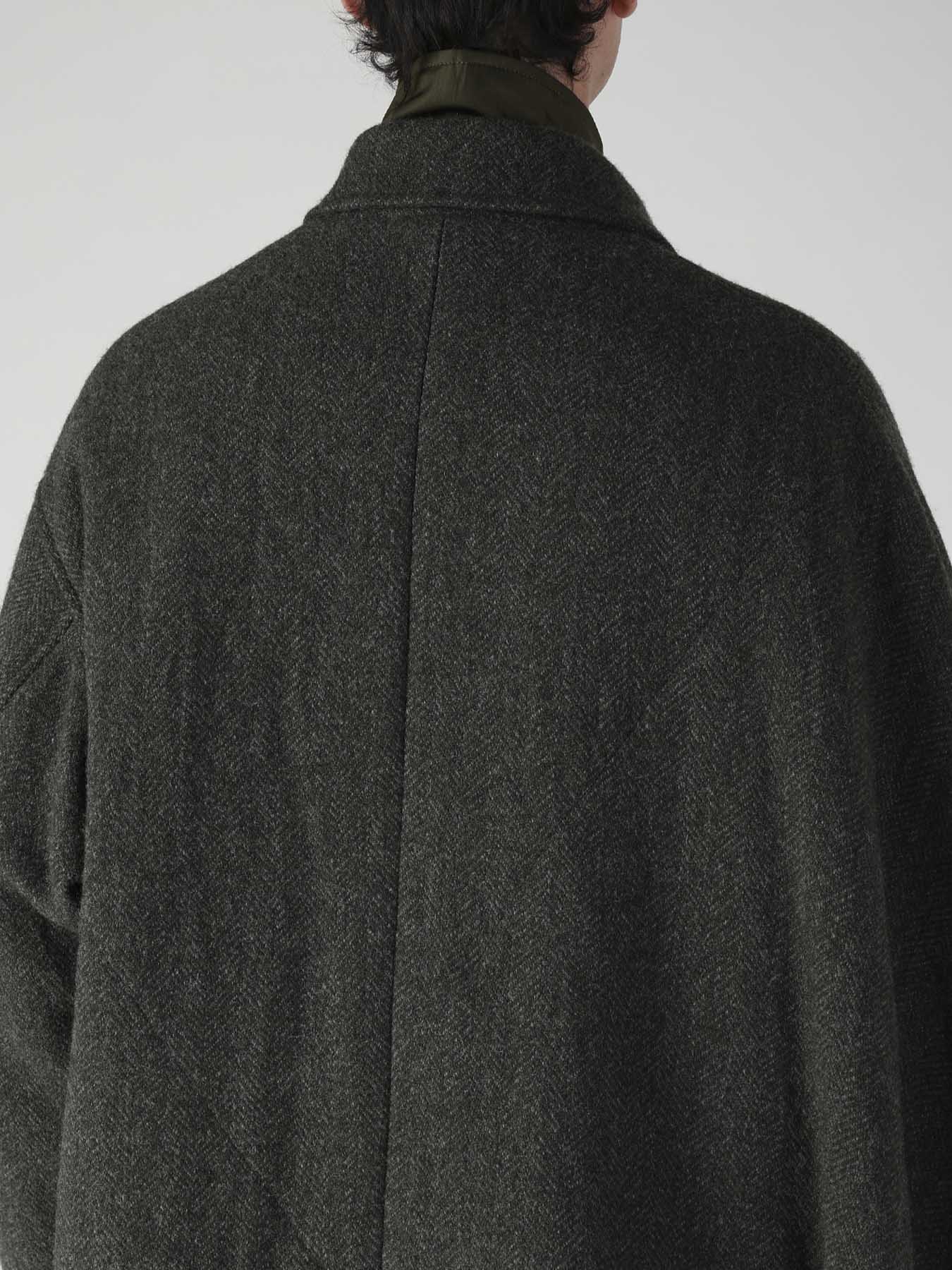 HERRINGBONE TWEED SCARF ASYMMETRY JACKET