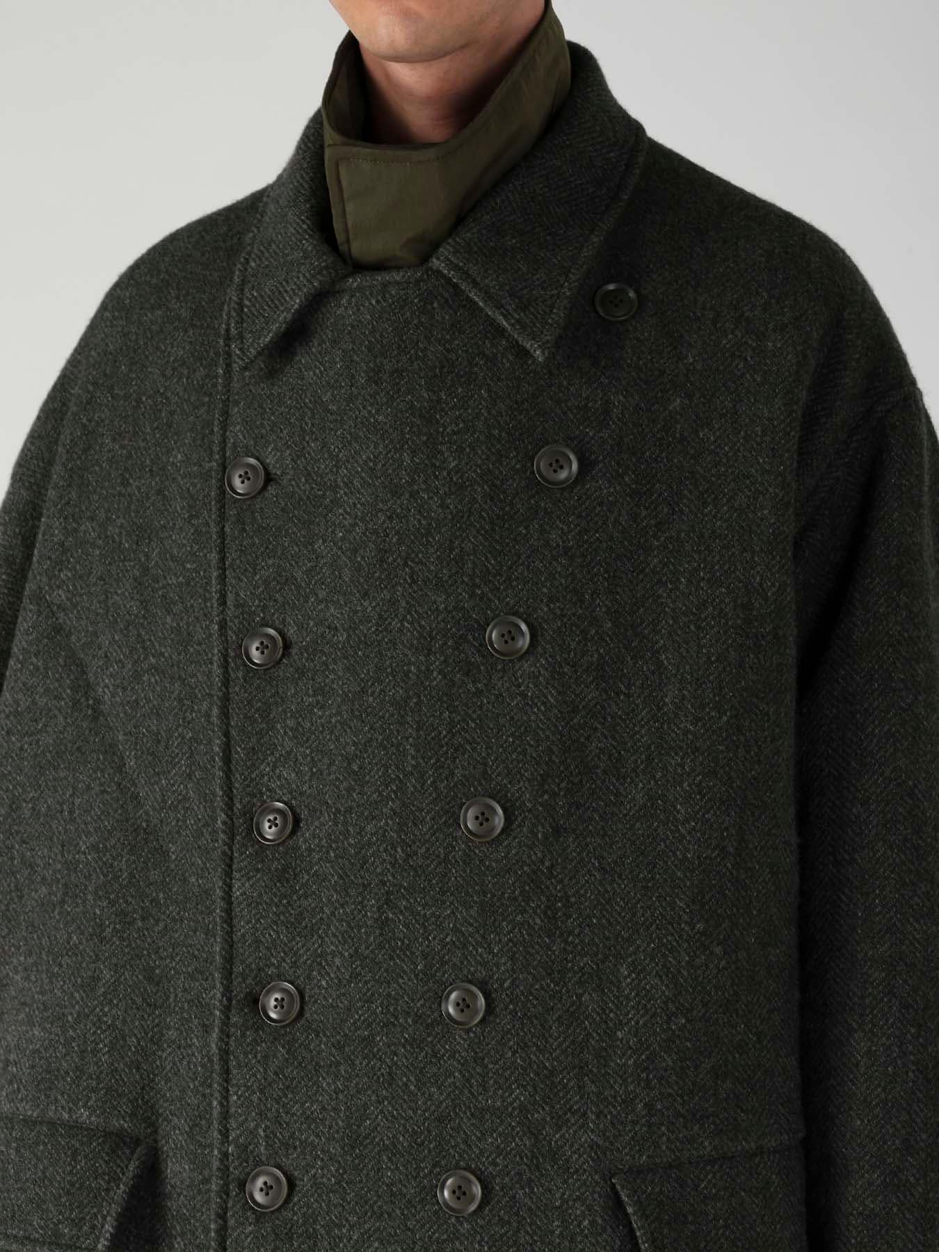 HERRINGBONE TWEED SCARF ASYMMETRY JACKET
