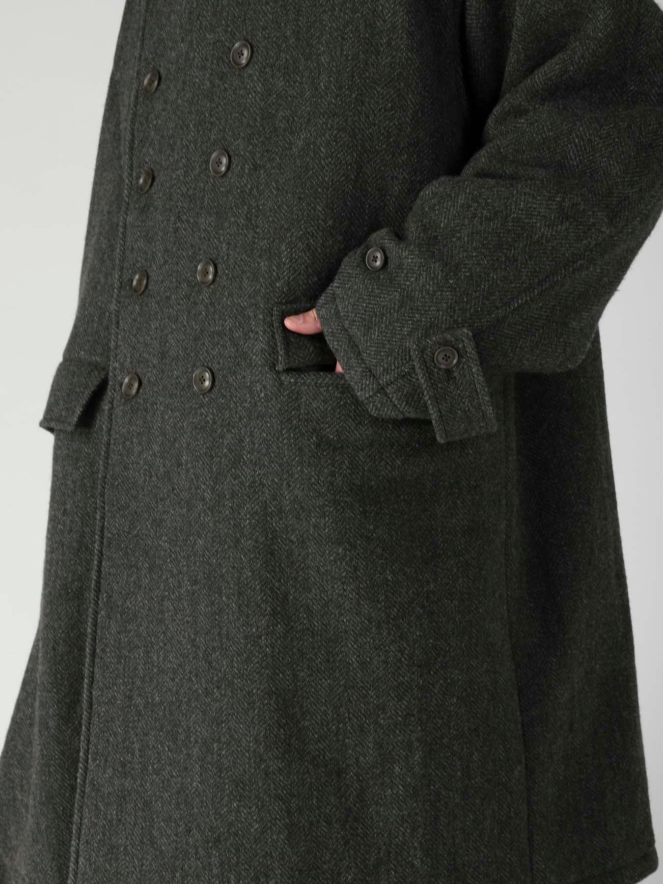 HERRINGBONE TWEED SCARF ASYMMETRY JACKET