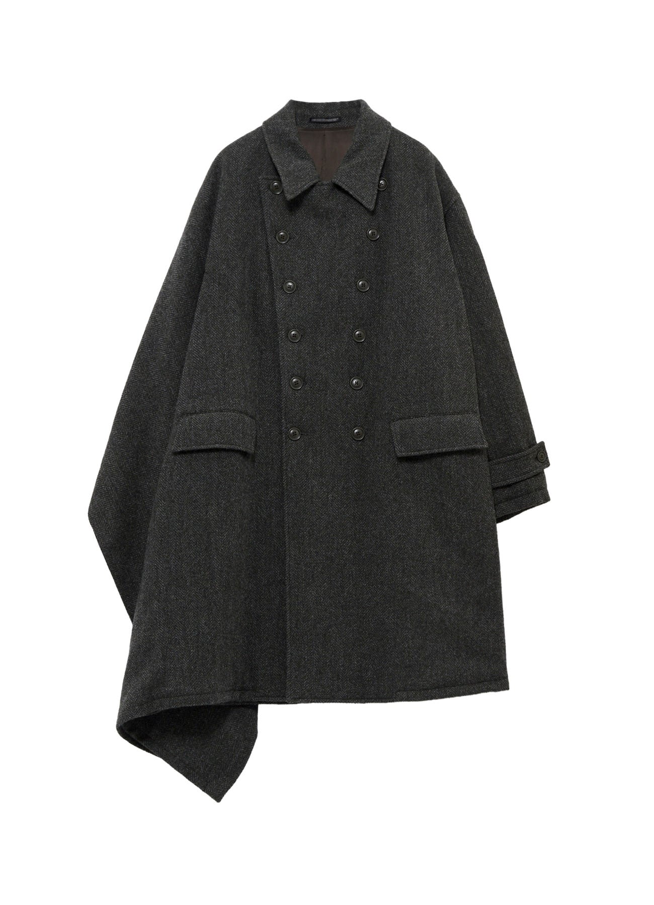 HERRINGBONE TWEED SCARF ASYMMETRY JACKET