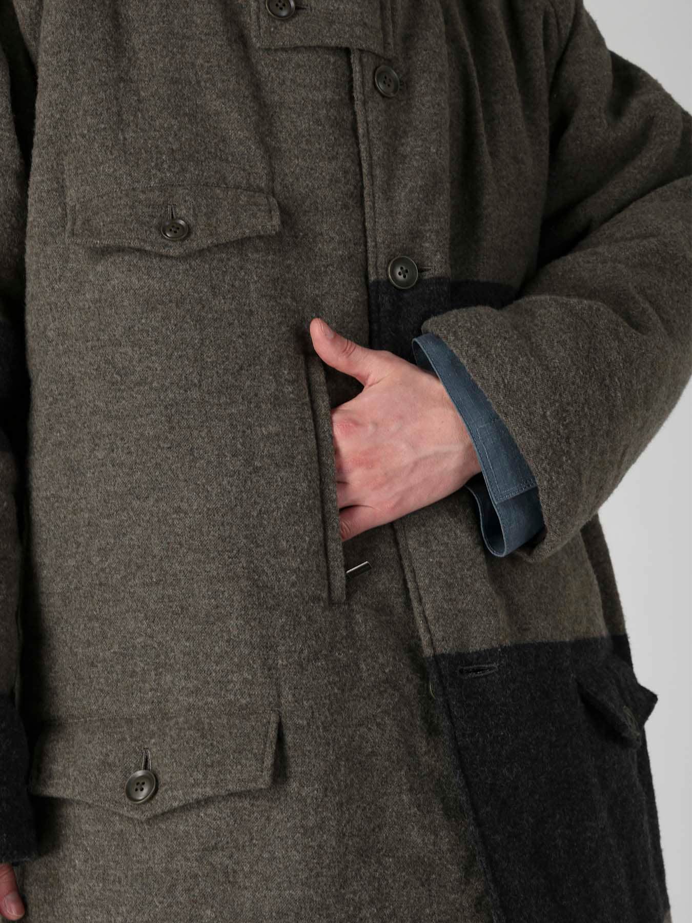 ARMY BLANKET BORDER STAND COLLAR PADDED JACKET