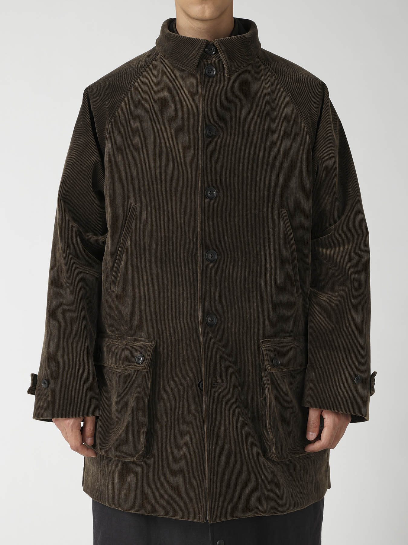C/RY CORDUROY INKED PADDED 6BUTTONS RAGLAN JACKET