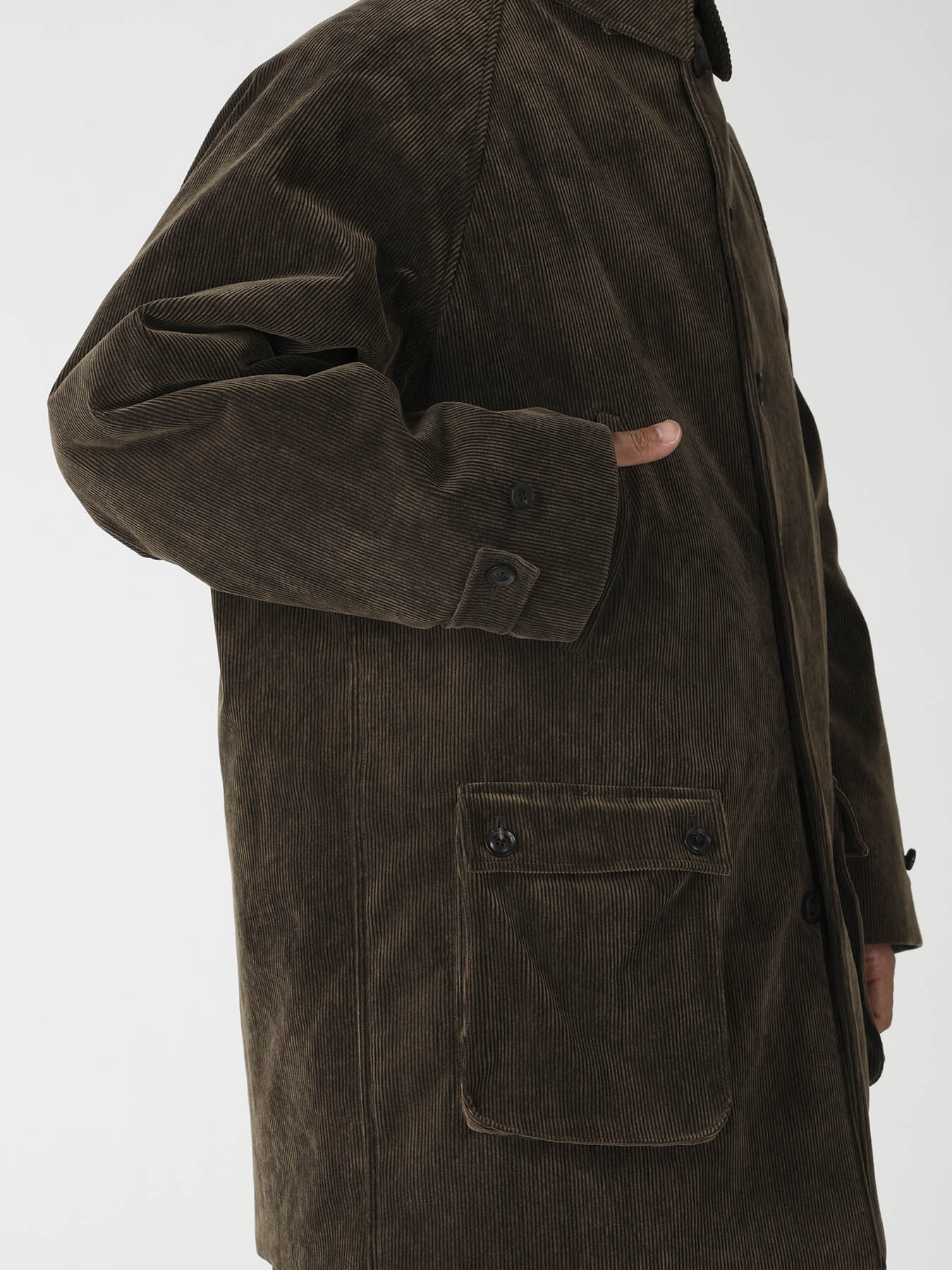 C/RY CORDUROY INKED PADDED 6BUTTONS RAGLAN JACKET