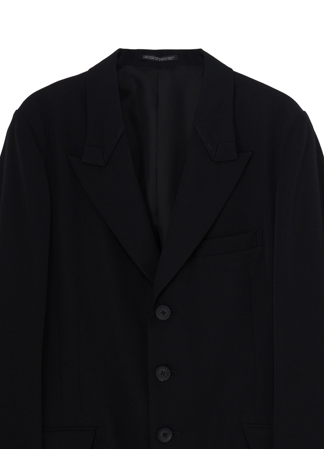 WOOL GABARDINE STITCH LAPEL JACKET