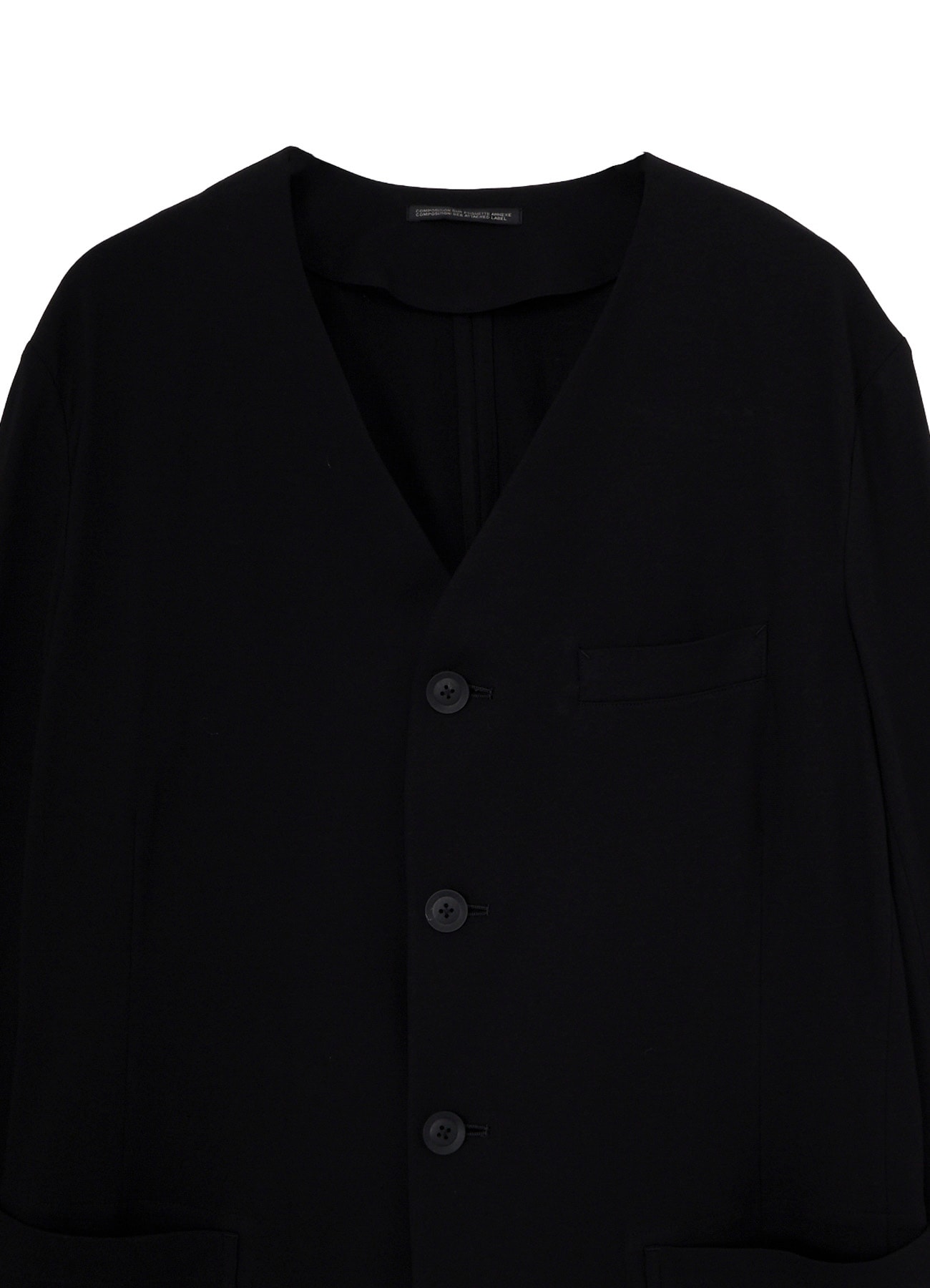 HIGH-TWISTED JERSEY COLLARLESS JACKET