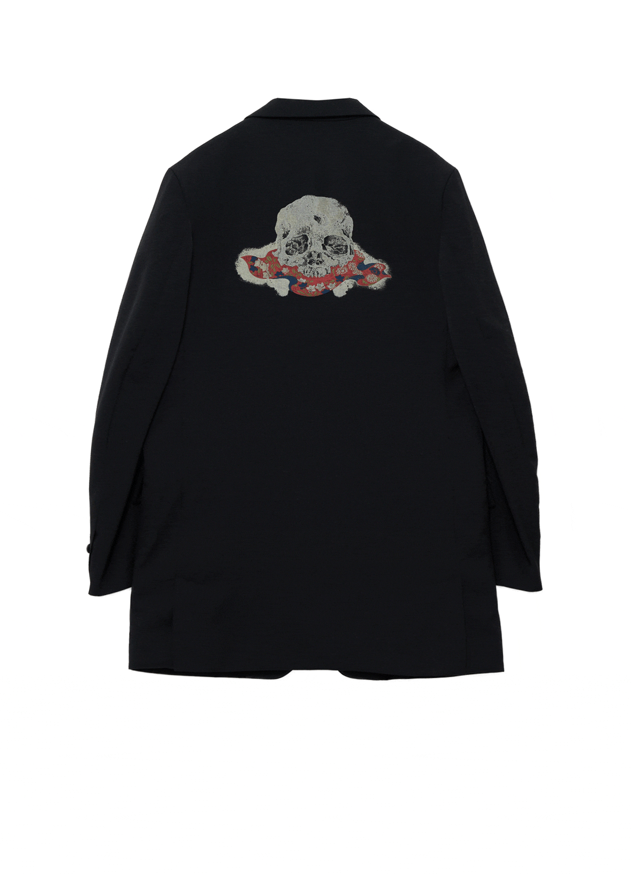 WOOL GABARDINE SKULL-PRINTED DISCHARGE JACKET