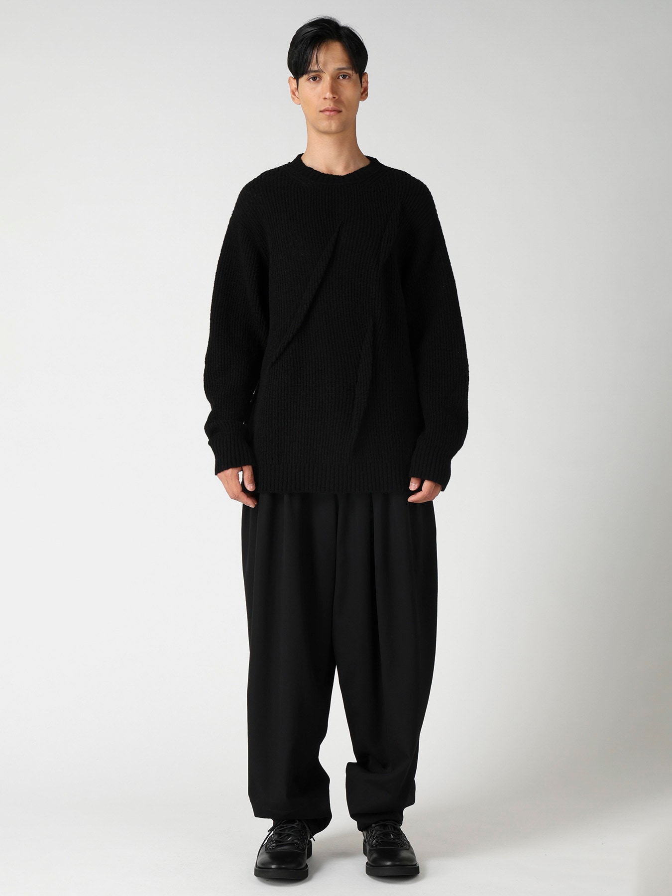 HALF CARDIGAN+TUCK TUCK ROUND NECK PO