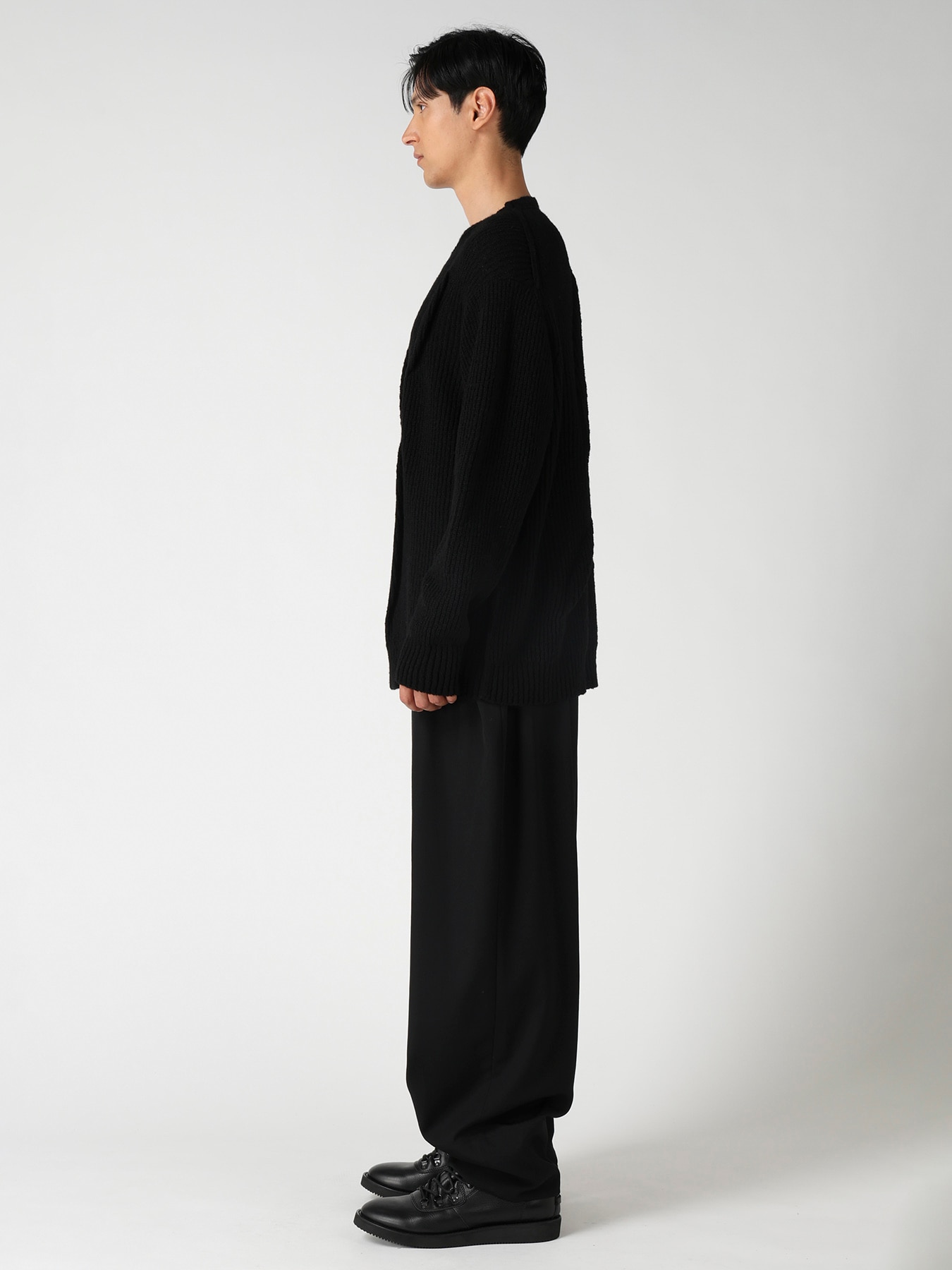 HALF CARDIGAN+TUCK TUCK ROUND NECK PO
