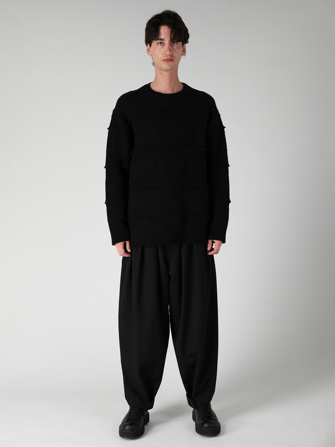 5G 1PLY RELIEF KNIT ROUND NECK PO
