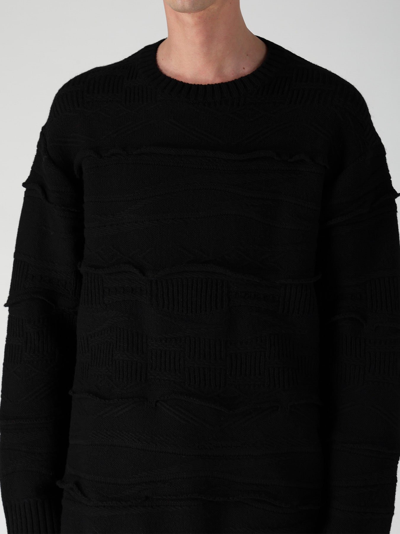 5G 1PLY RELIEF KNIT ROUND NECK PO