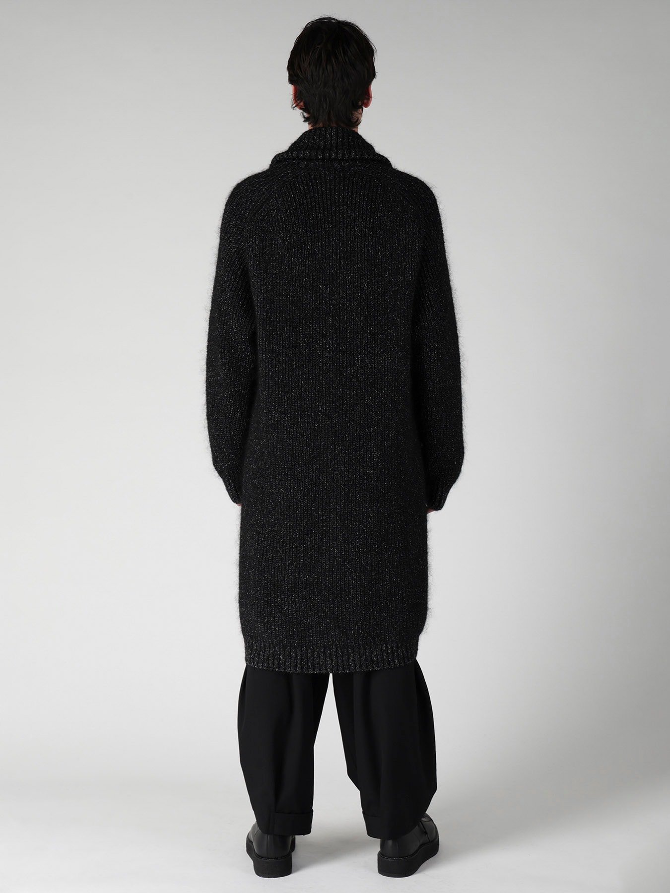 PLATING HALF CARDIGAN TURTLE NECK ZIP CARDIGAN