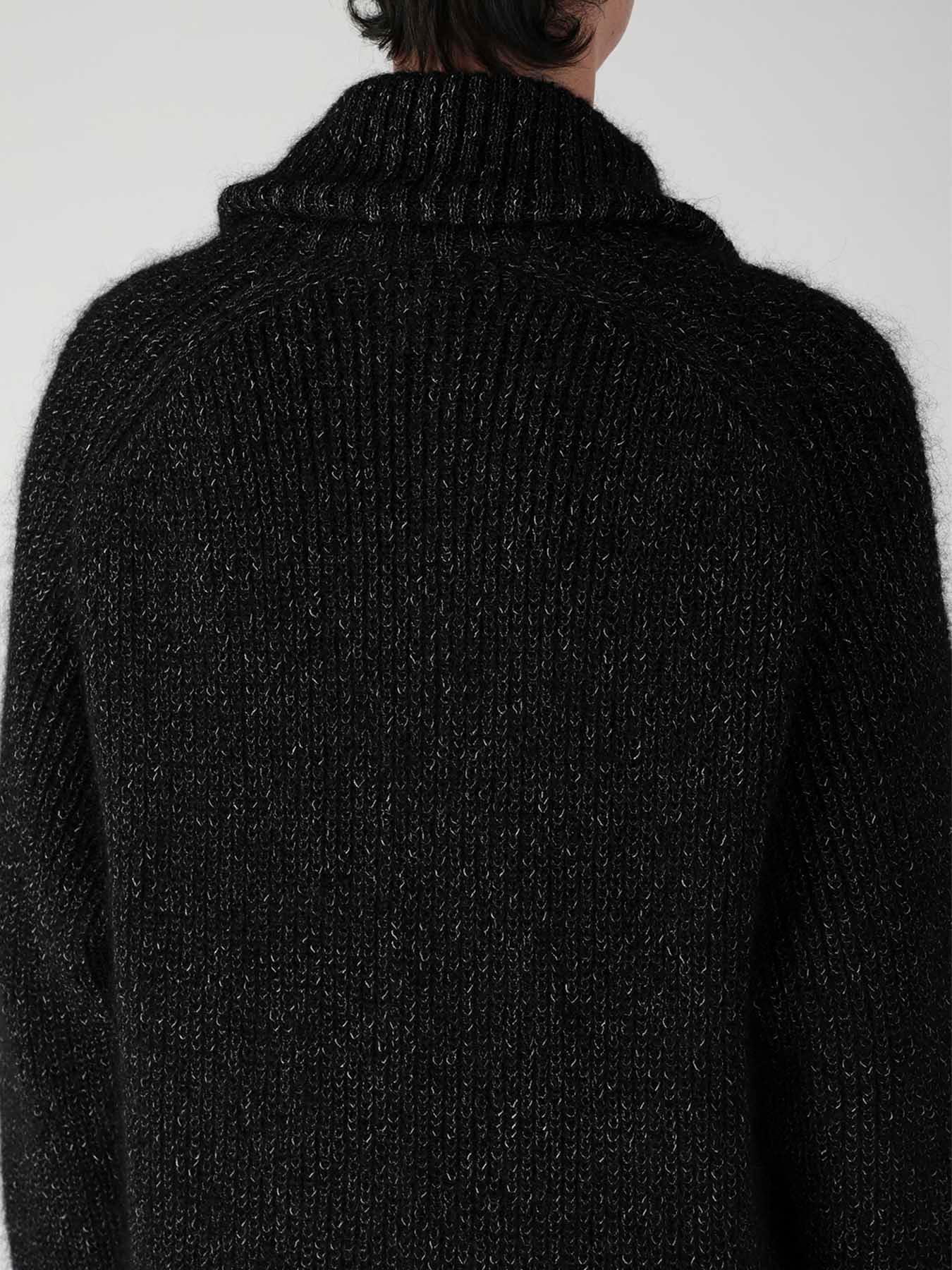 PLATING HALF CARDIGAN TURTLE NECK ZIP CARDIGAN