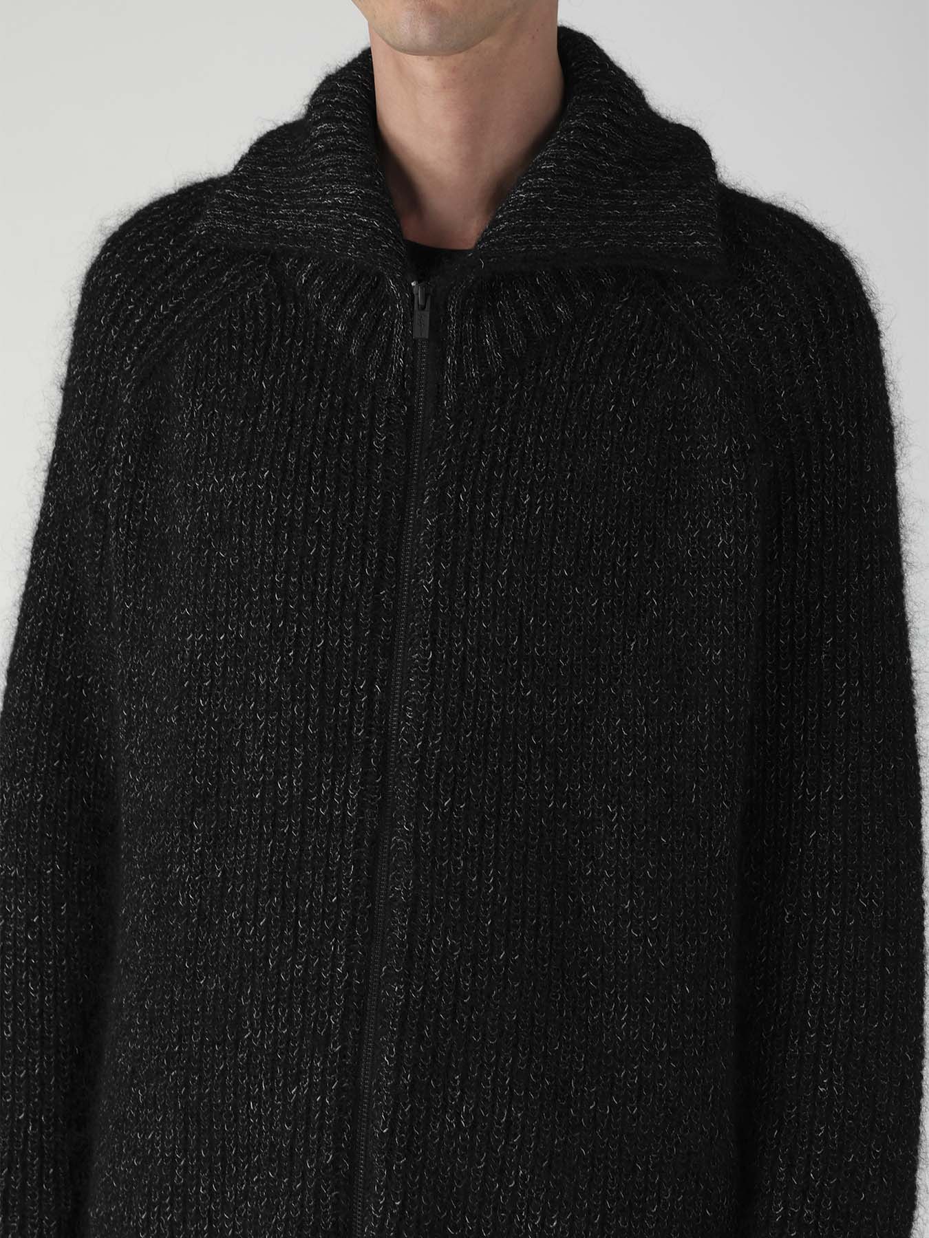 PLATING HALF CARDIGAN TURTLE NECK ZIP CARDIGAN