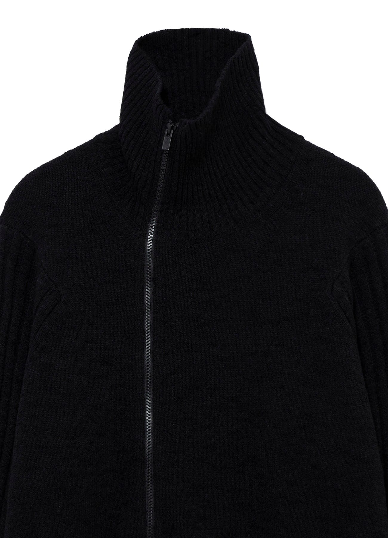 7G PLATING SINGLE JERSEY RIB HIGH NECK ZIP CARDIGAN