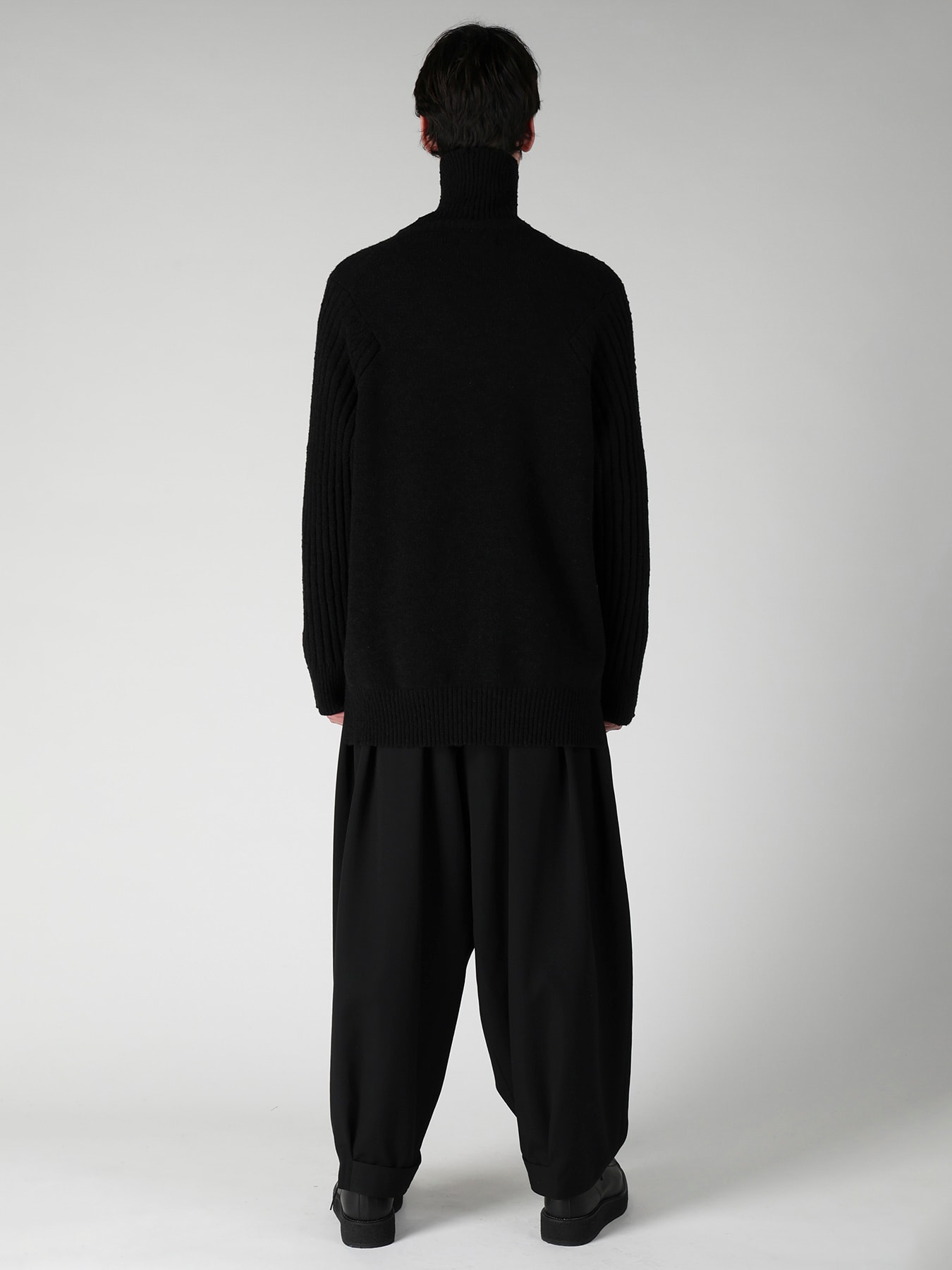 7G PLATING SINGLE JERSEY RIB HIGH NECK ZIP CARDIGAN
