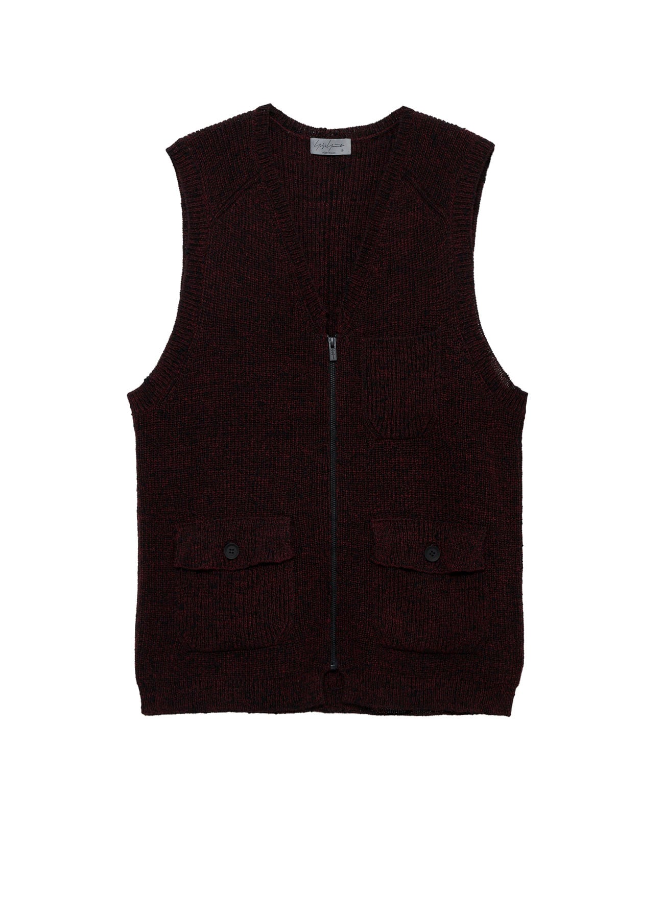 PARALLELED HALF CARDIGAN POCKET DETAIL ZIP VEST(FREE SIZE Black