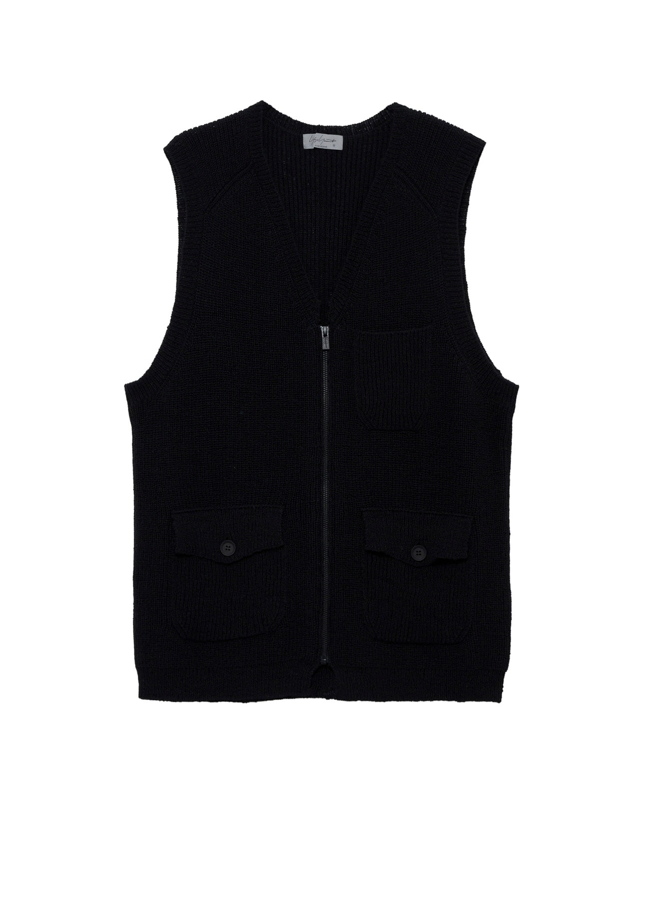 PARALLELED HALF CARDIGAN POCKET DETAIL ZIP VEST(FREE SIZE Black