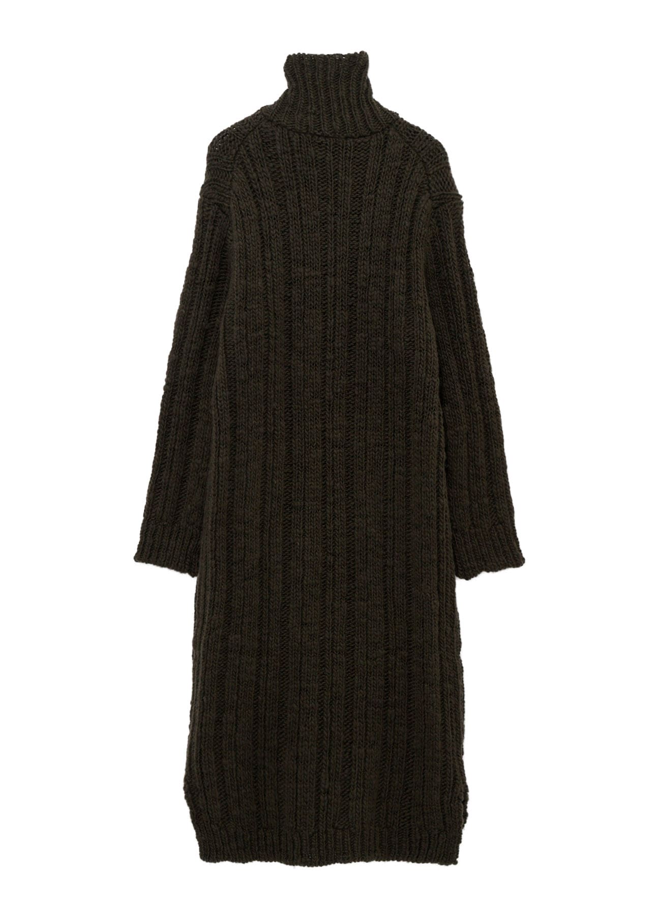 3G 1PLY RANDOM RIB HIGH NECK LONG CARDIGAN