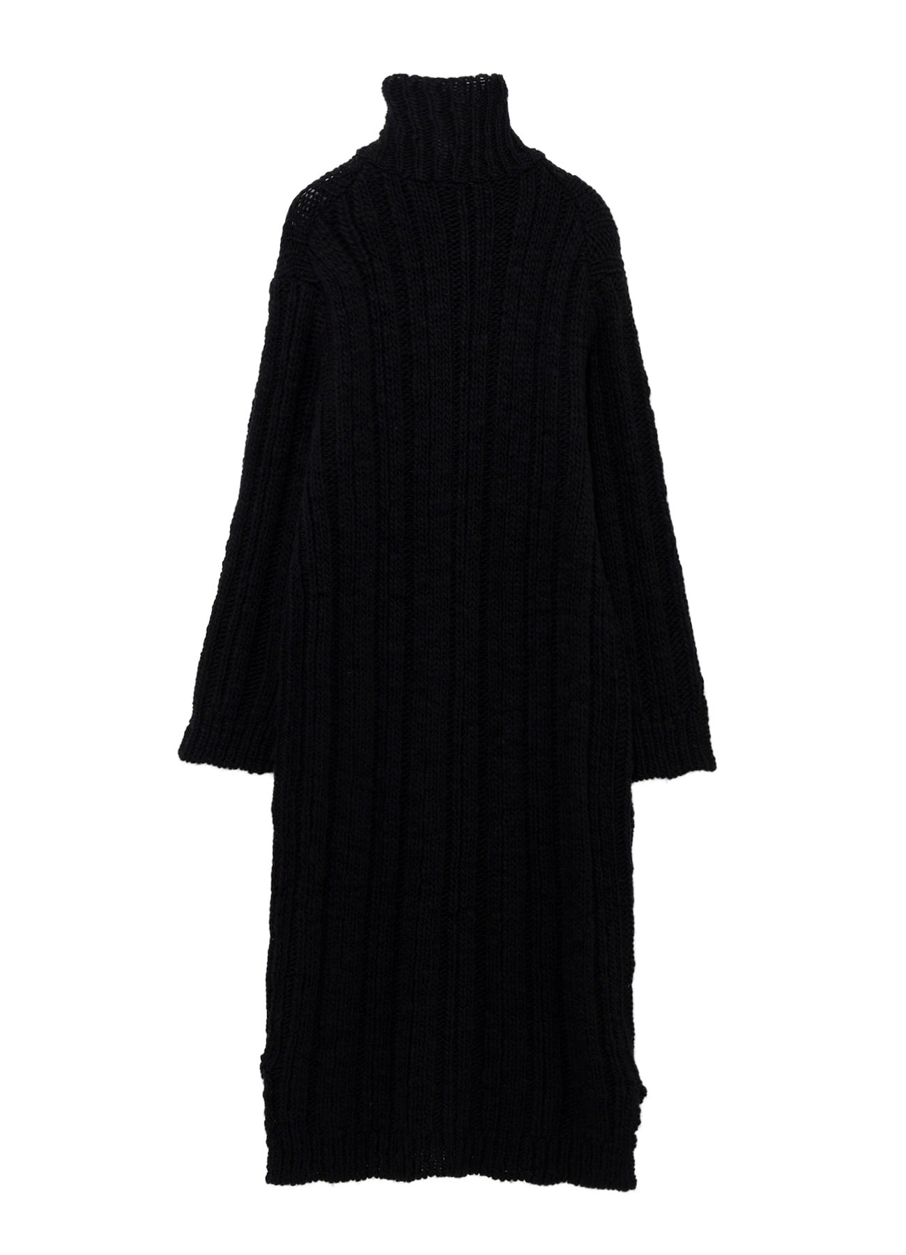 3G 1PLY RANDOM RIB HIGH NECK LONG CARDIGAN