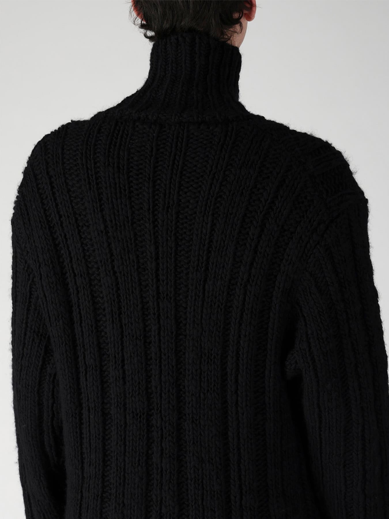 3G 1PLY RANDOM RIB HIGH NECK LONG CARDIGAN