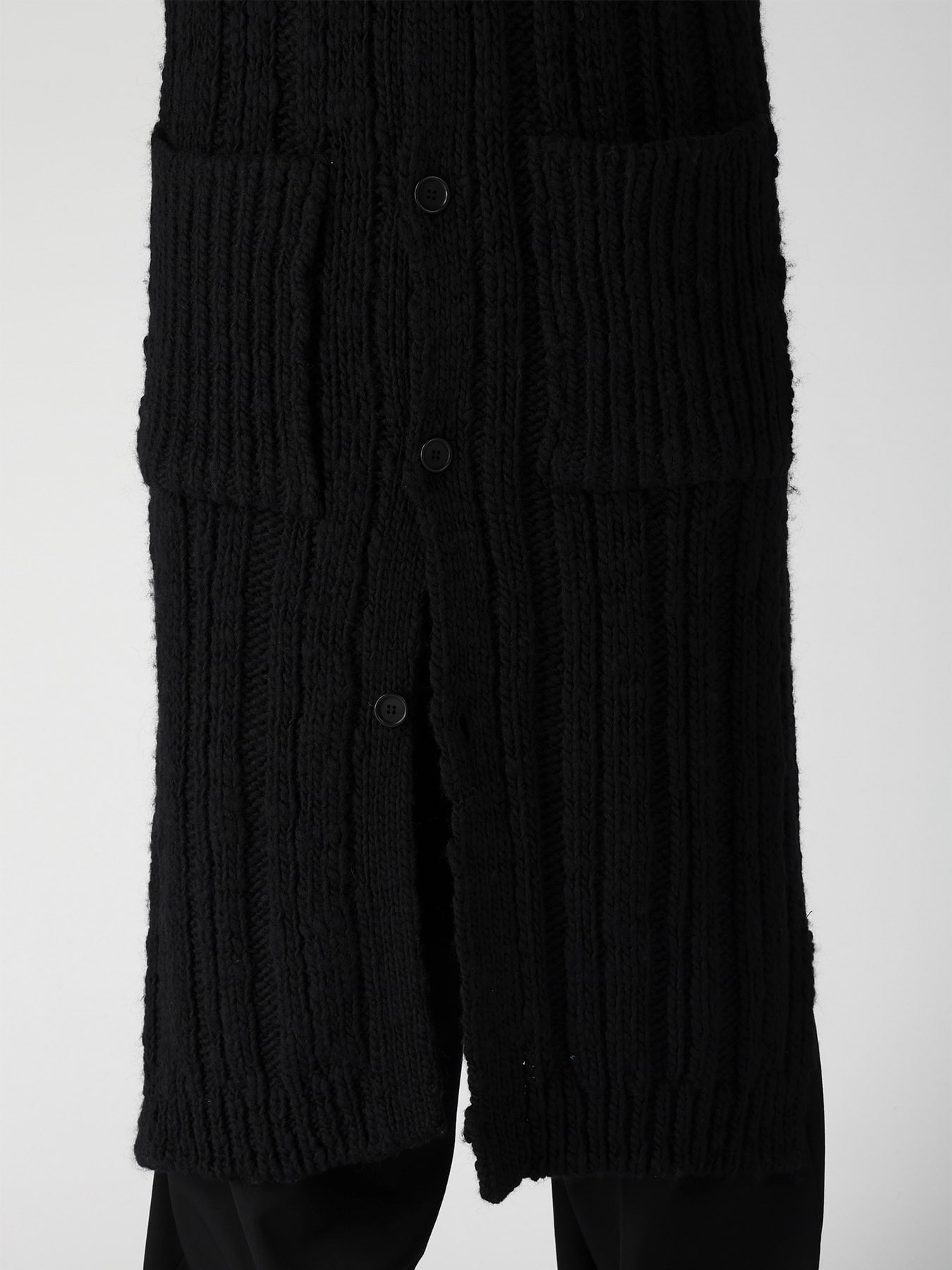 3G 1PLY RANDOM RIB HIGH NECK LONG CARDIGAN