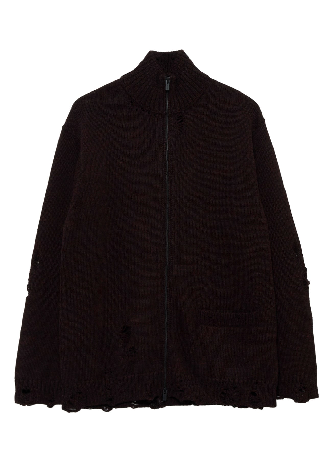 5G 3PLY SINGLE JERSEY  HIGH NECK ZIP CARDIGAN