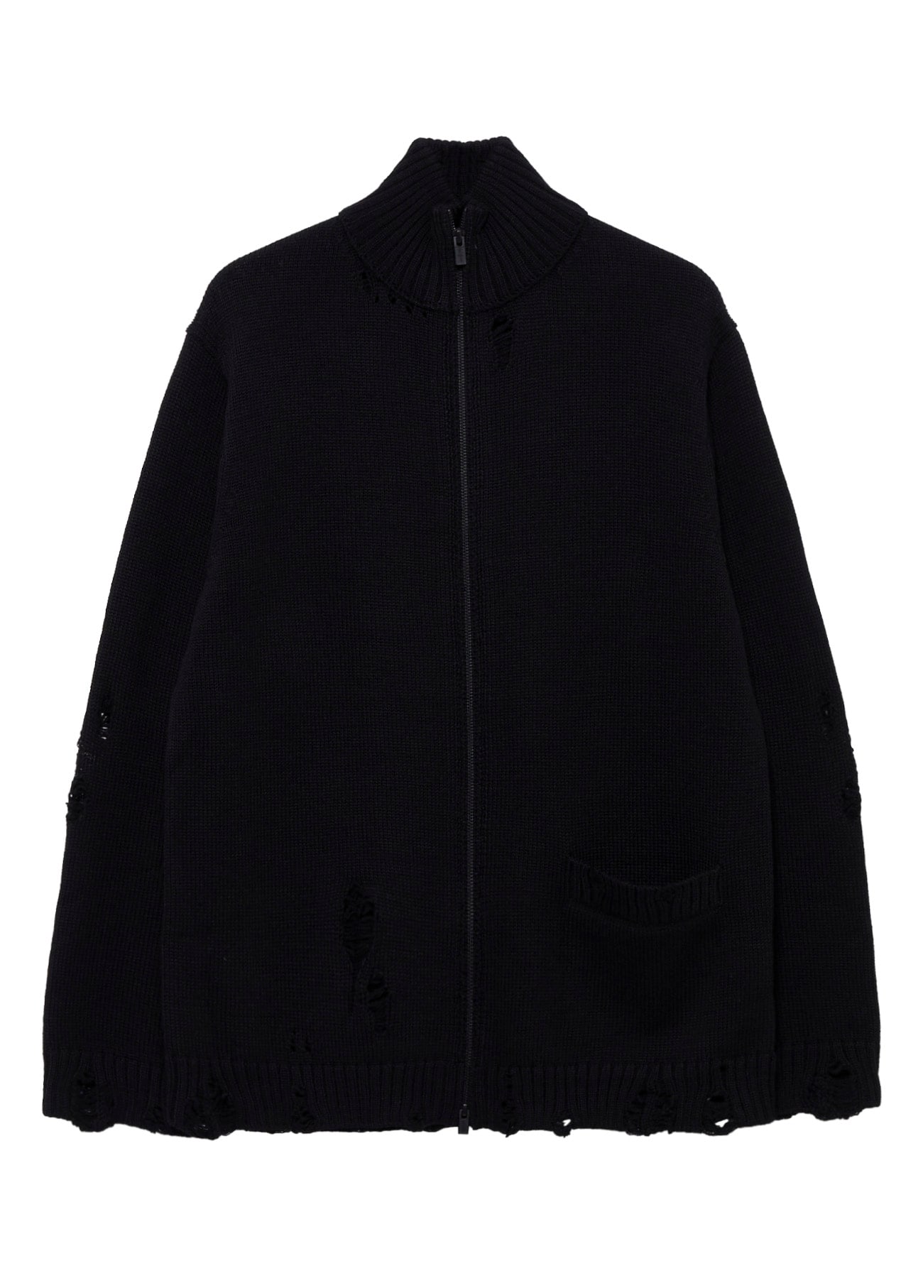 5G 3PLY SINGLE JERSEY  HIGH NECK ZIP CARDIGAN