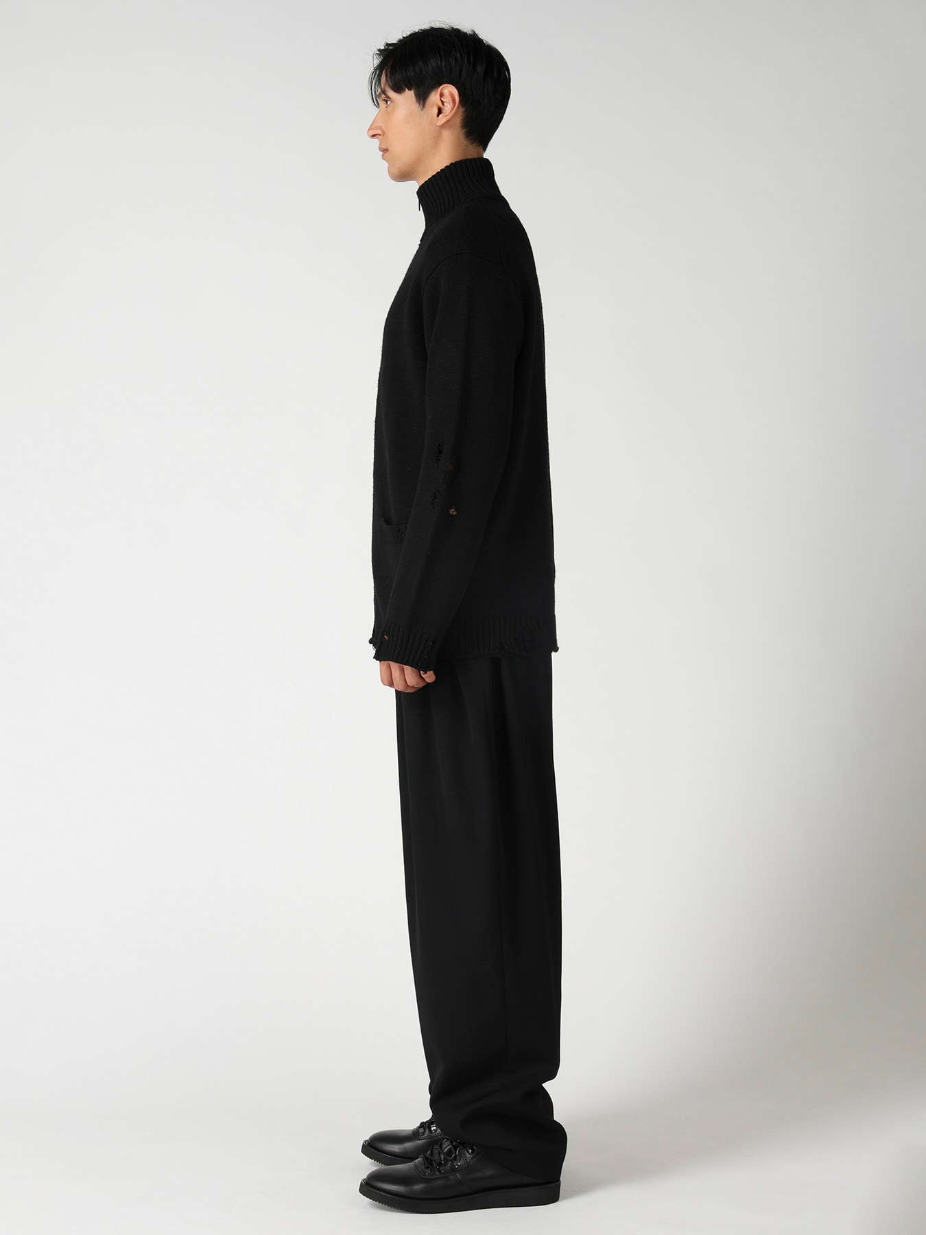 5G 3PLY SINGLE JERSEY  HIGH NECK ZIP CARDIGAN