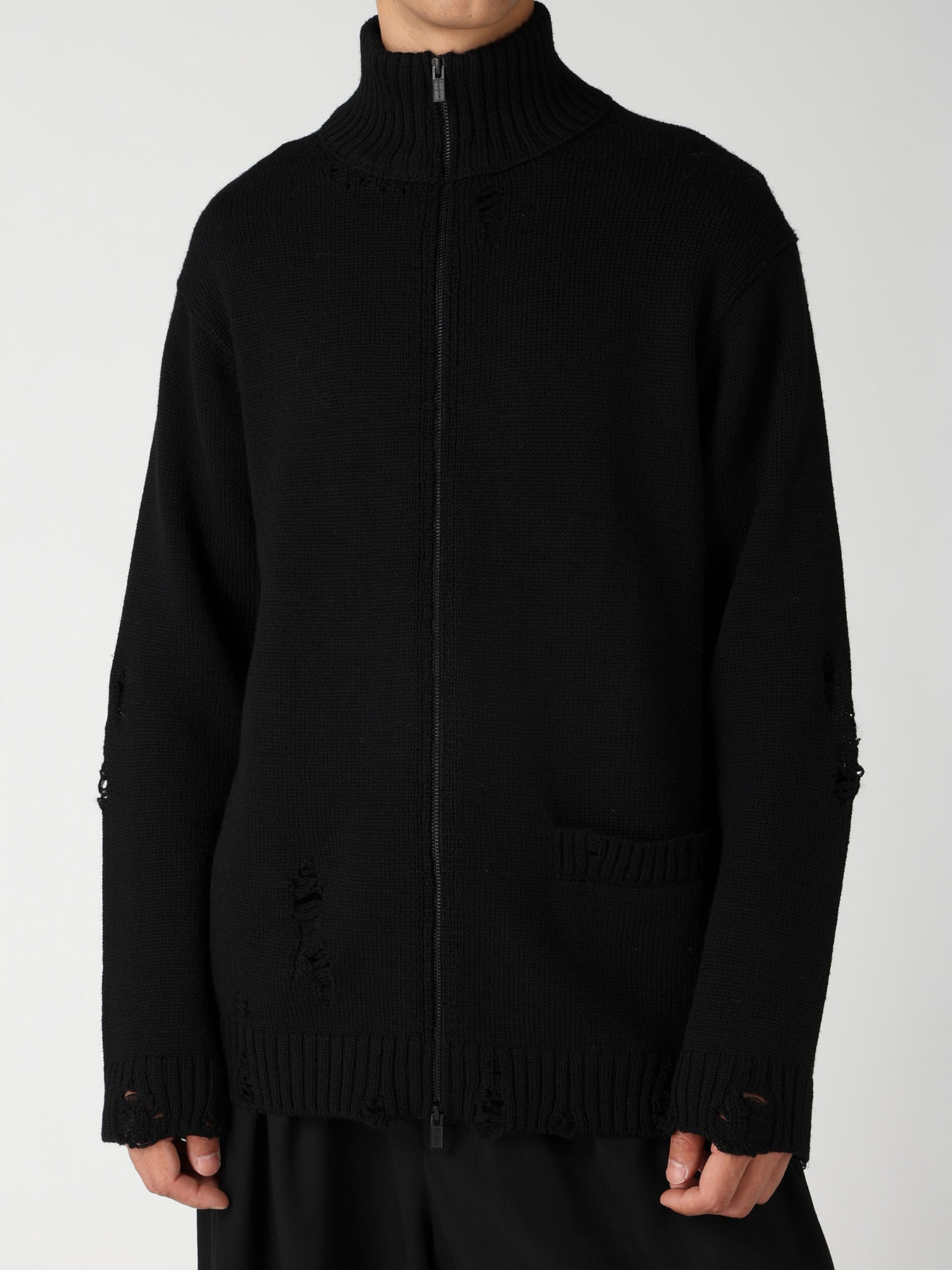 5G 3PLY SINGLE JERSEY  HIGH NECK ZIP CARDIGAN