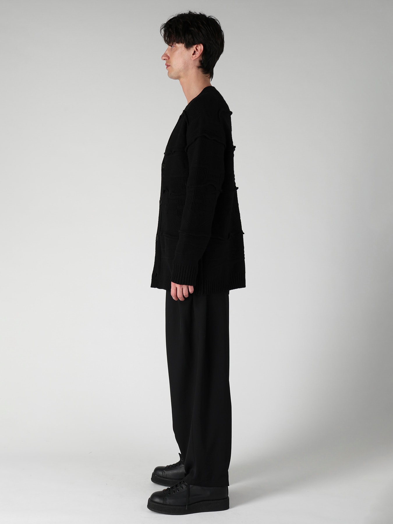 5G 1PLY RELIEF KNIT V NECK CARDIGAN
