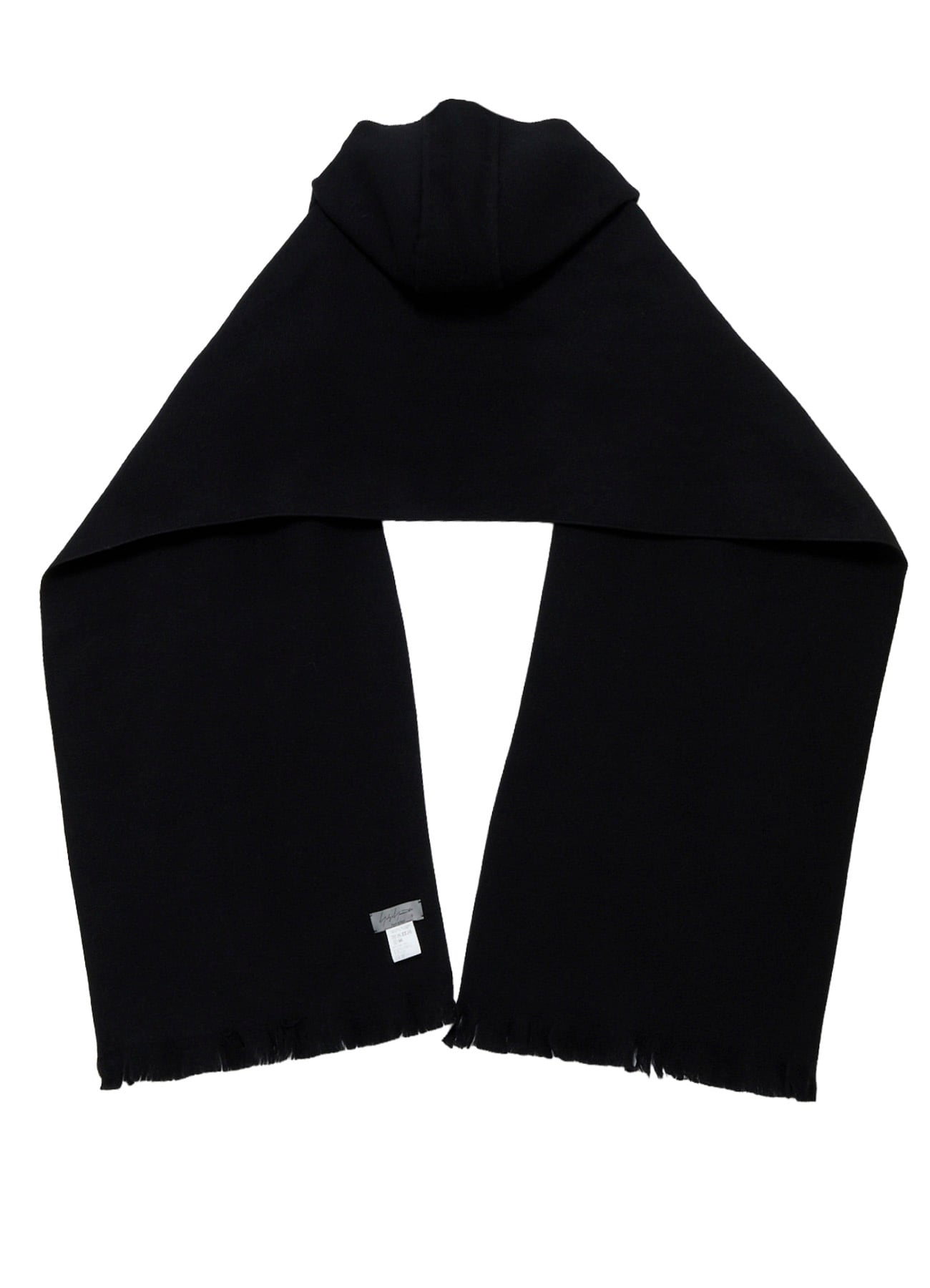 MILLED WOOL HOOD STOLE(FREE SIZE Black): Yohji Yamamoto POUR HOMME