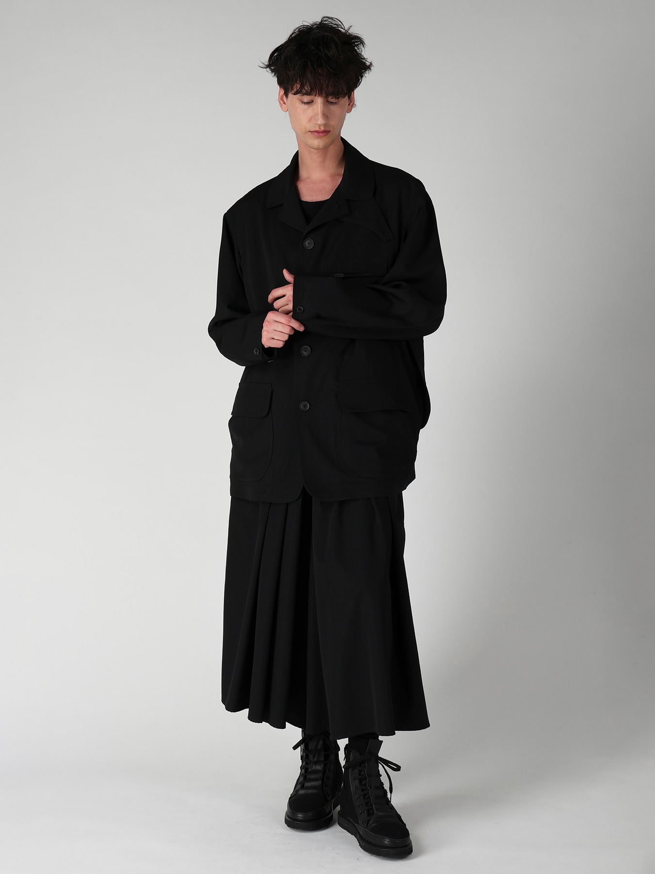 WOOL GABARDINE HAKAMA PANTS