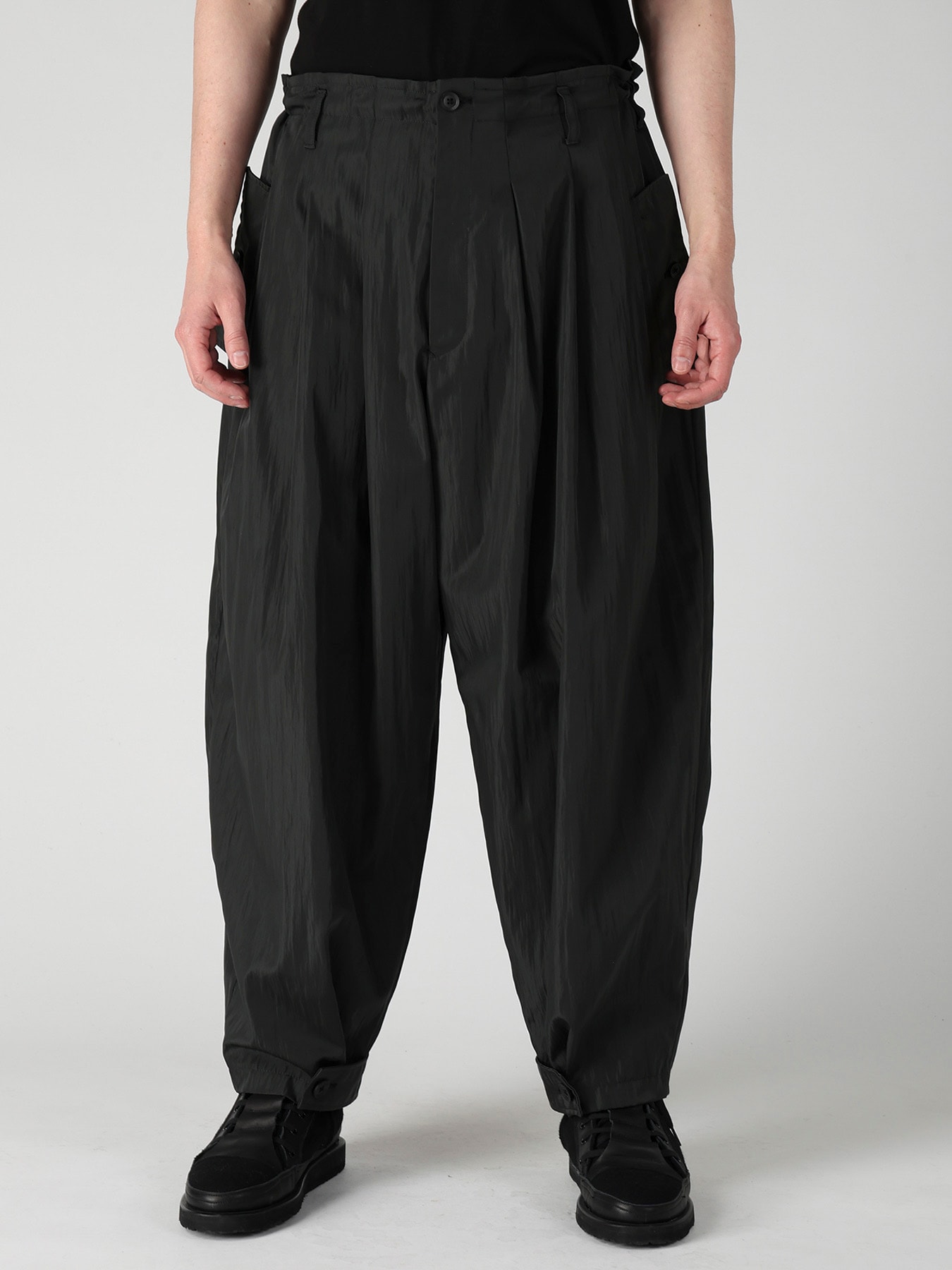 TWILL VINTAGE NY GREEN FLAP WIDE TUCK PANTS(S Green): Yohji