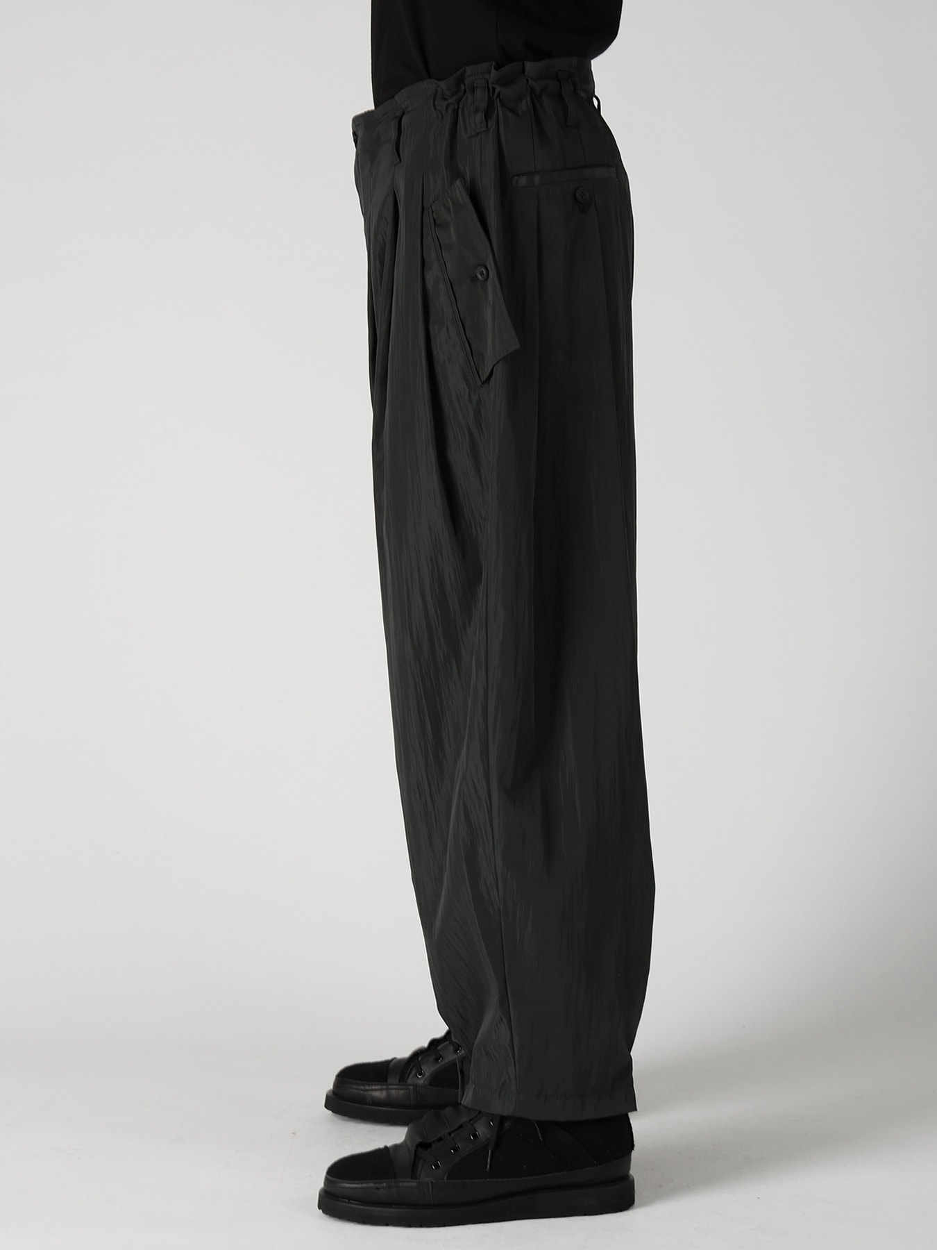 TWILL VINTAGE NY GREEN FLAP WIDE TUCK PANTS(S Green): Yohji