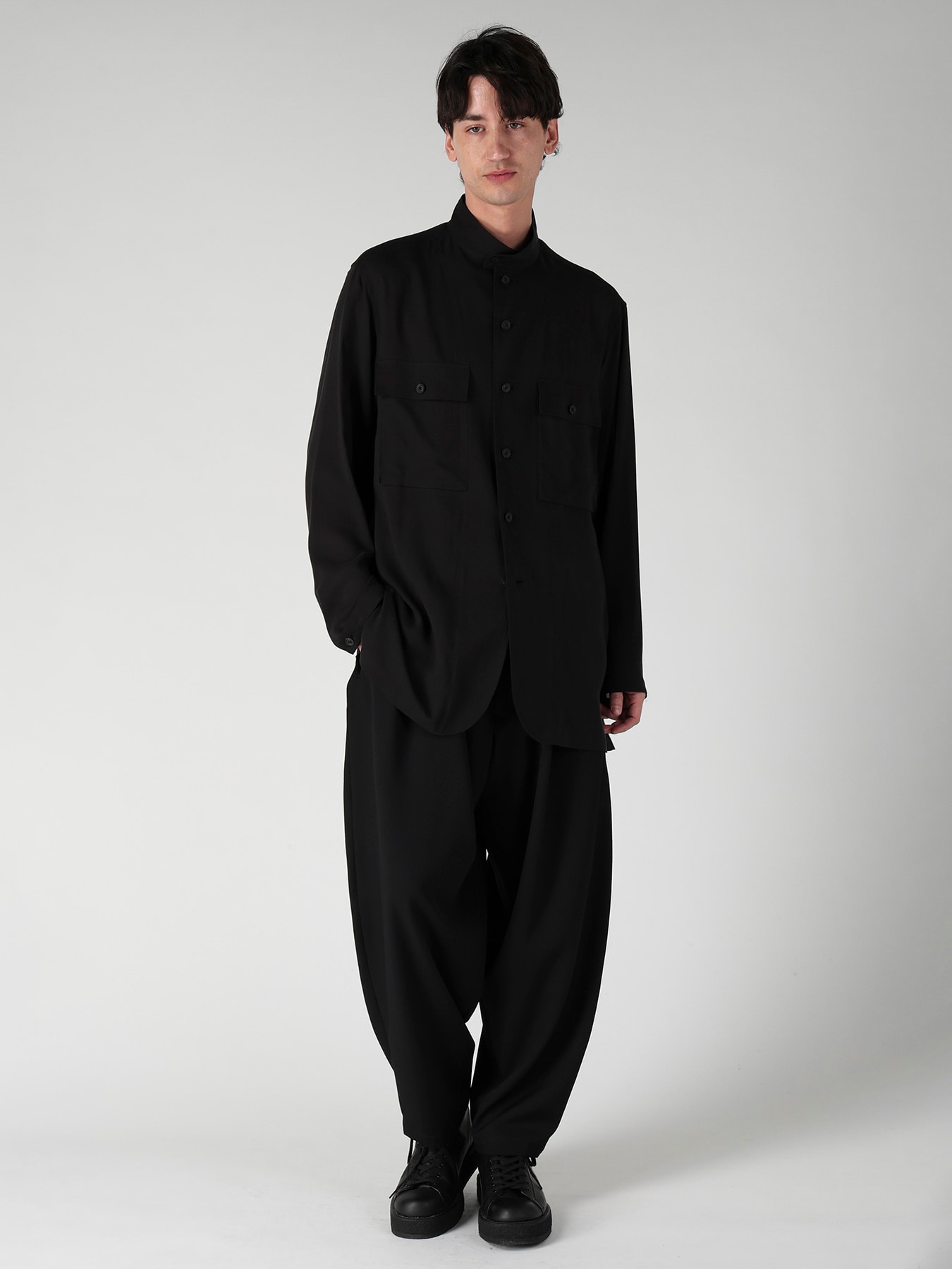 WOOL GABARDINE HIGH WAIST TUCK PANTS
