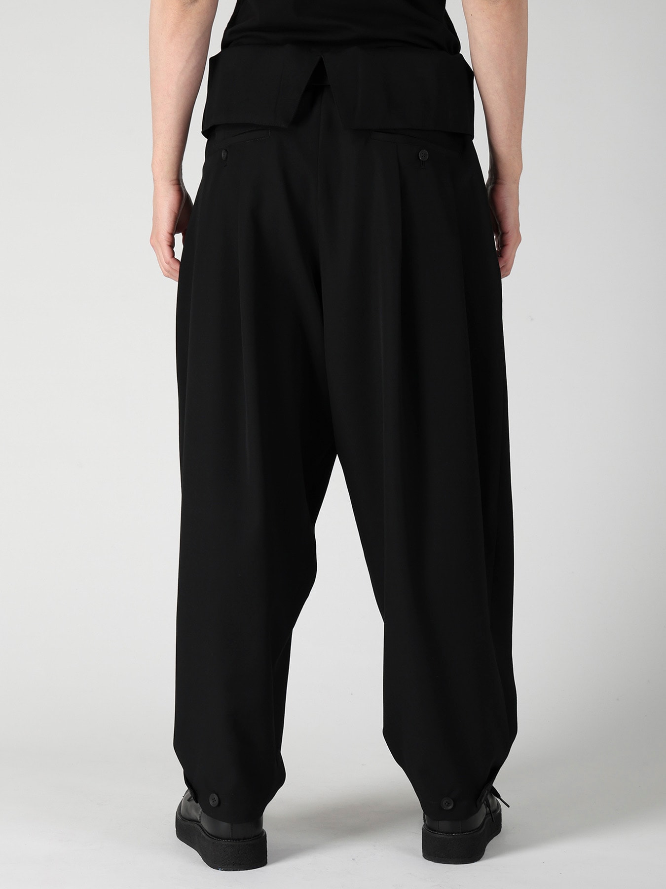 WOOL GABARDINE HIGH WAIST TUCK PANTS