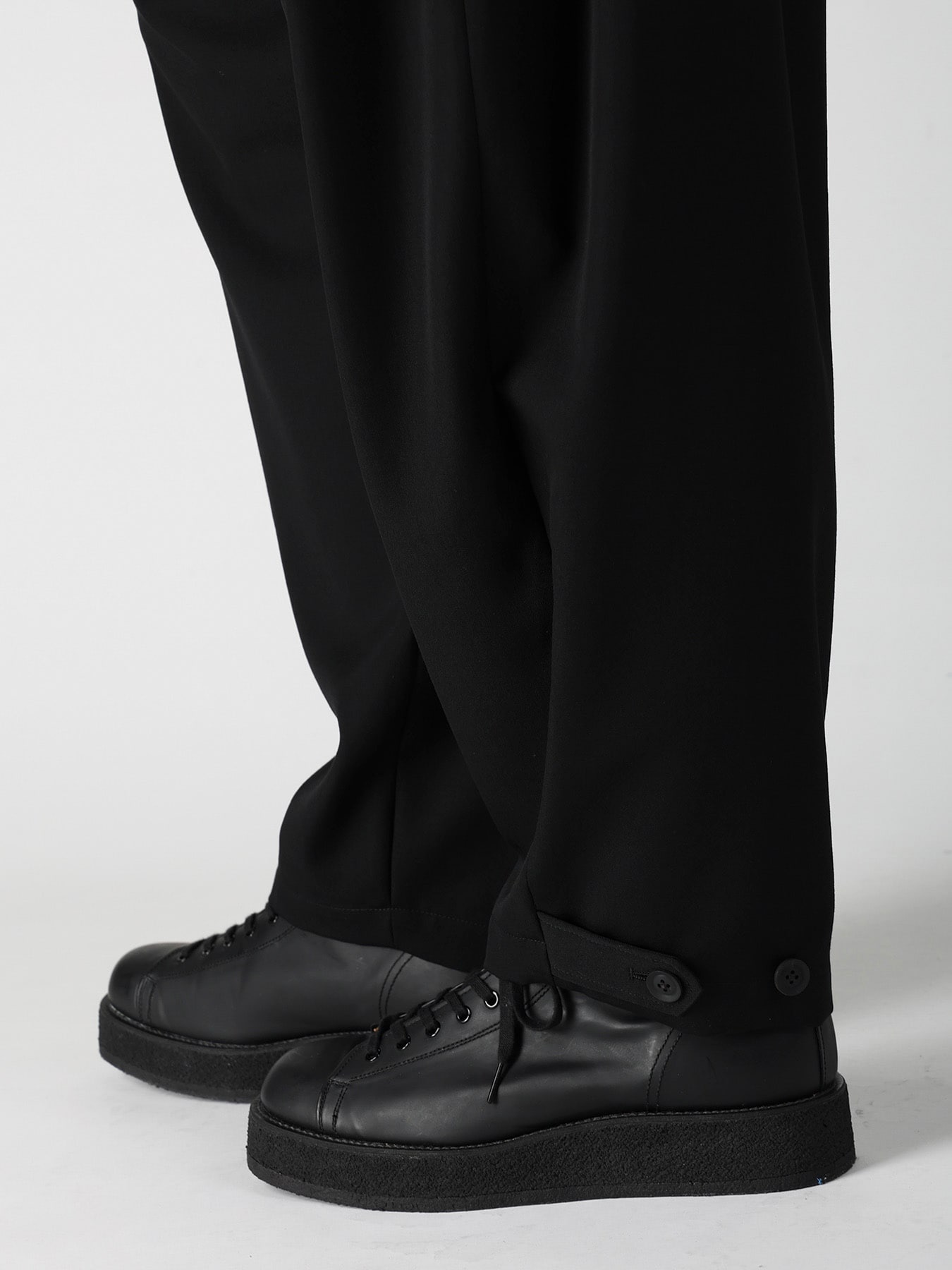 WOOL GABARDINE HIGH WAIST TUCK PANTS