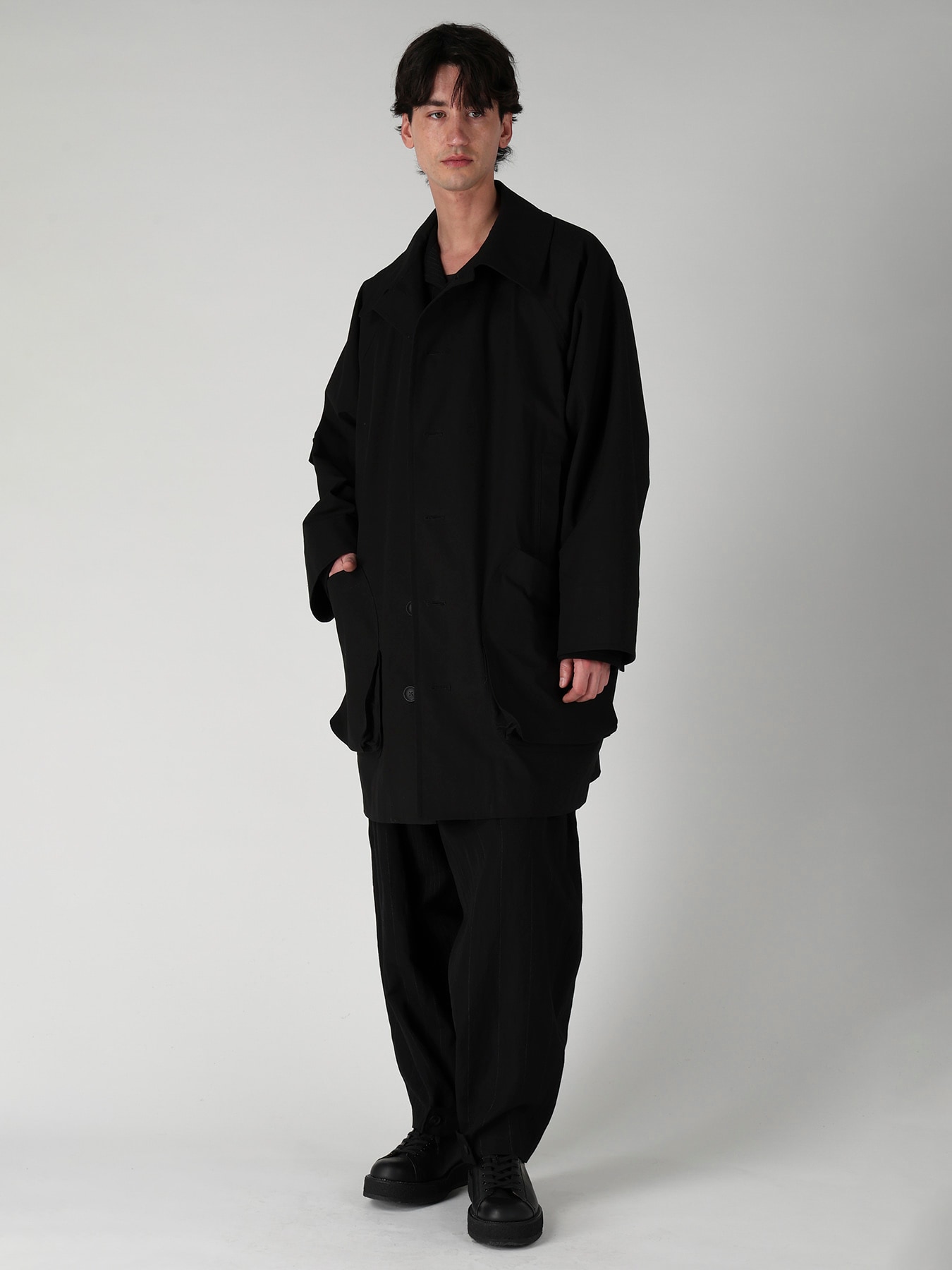 RANDOM STRIPE HEM TAB WIDE TUCK PANTS