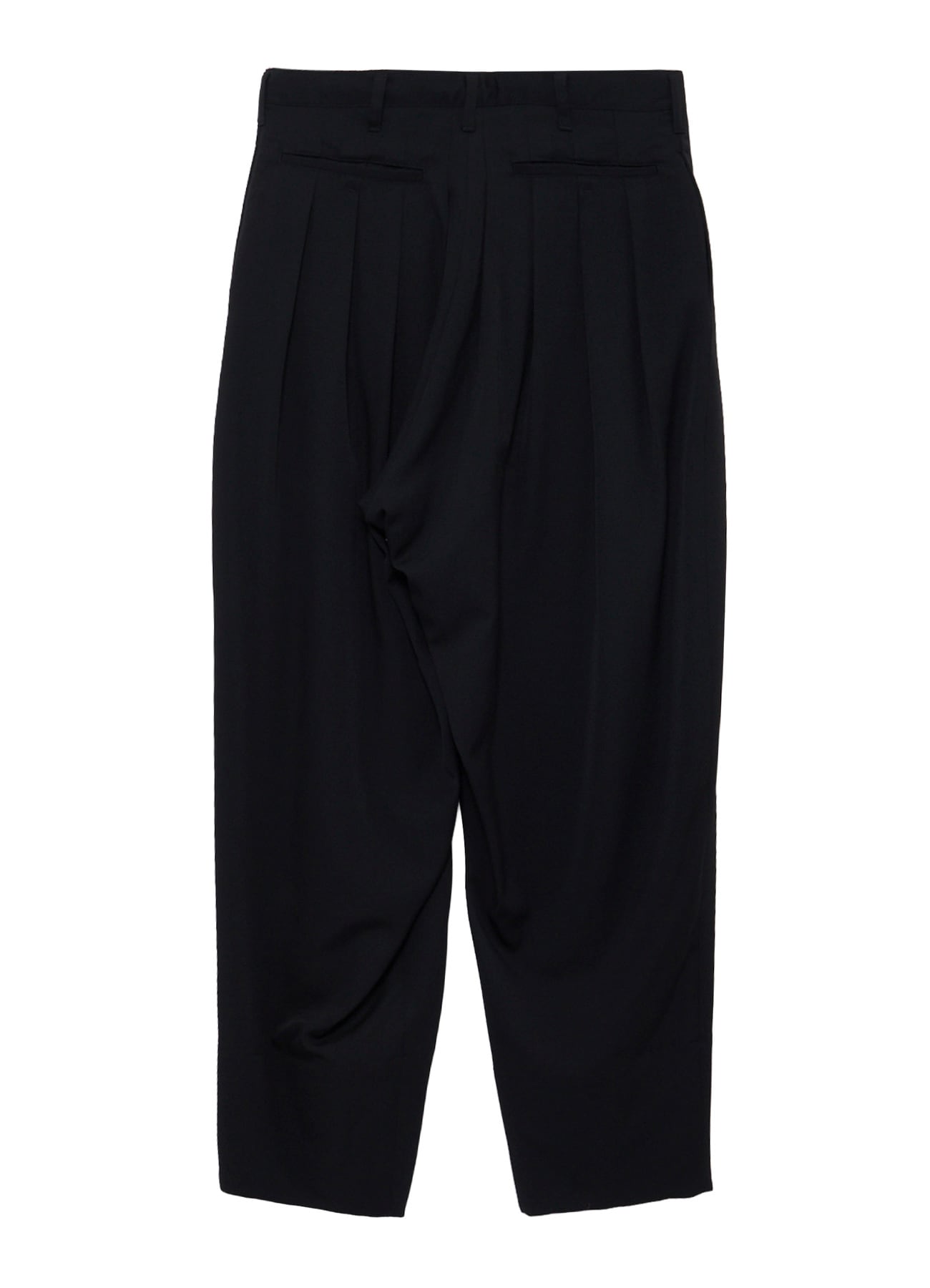 WOOL GABARDINE 16 TUCKS STACKED HEM PANTS
