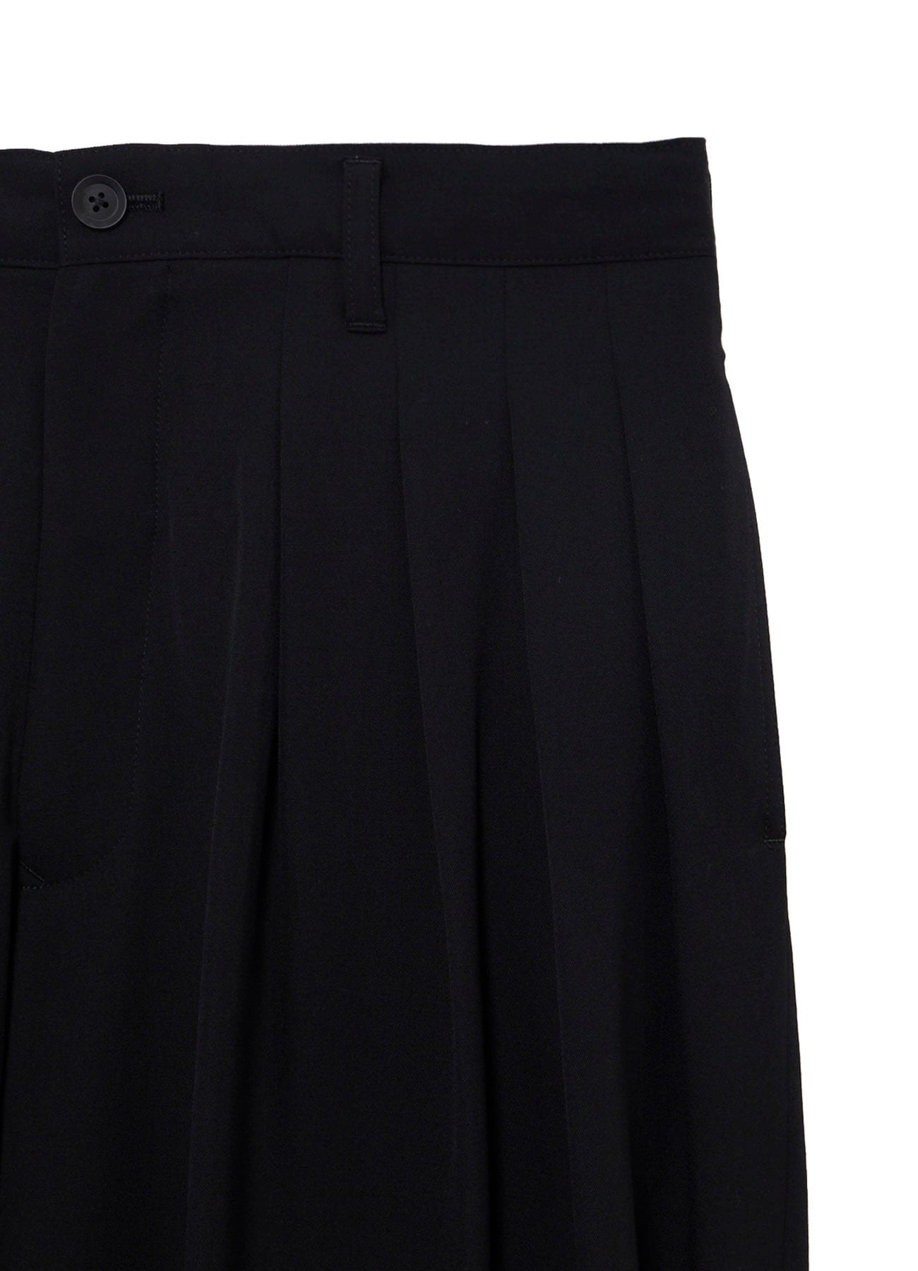 WOOL GABARDINE 16 TUCKS STACKED HEM PANTS