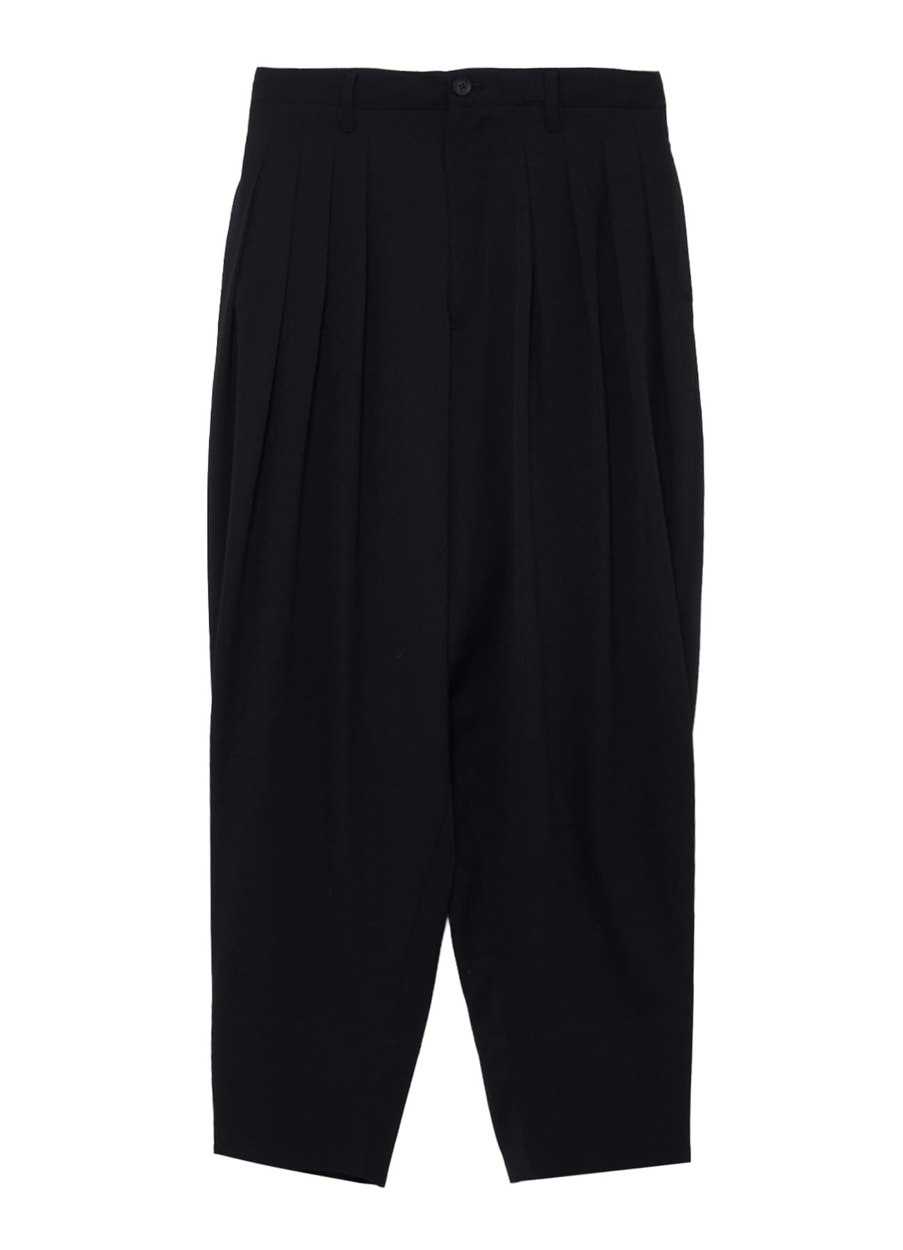 WOOL GABARDINE 16 TUCKS STACKED HEM PANTS