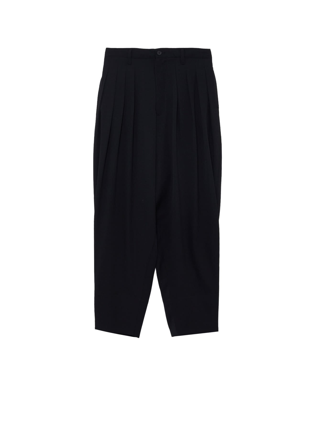 WOOL GABARDINE 16 TUCKS STACKED HEM PANTS