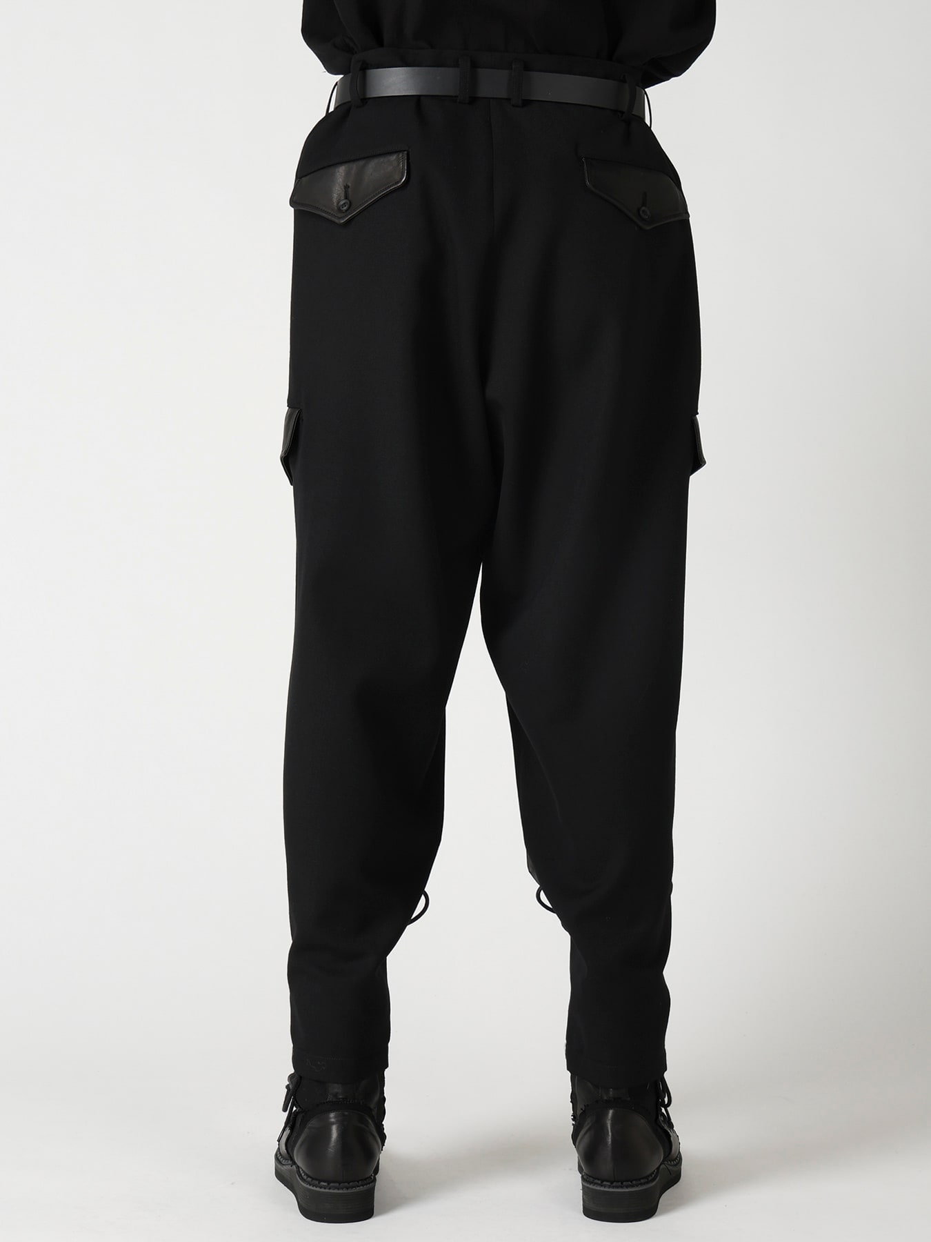 LEATHER ARMY GABARDINE POCKET PANTS