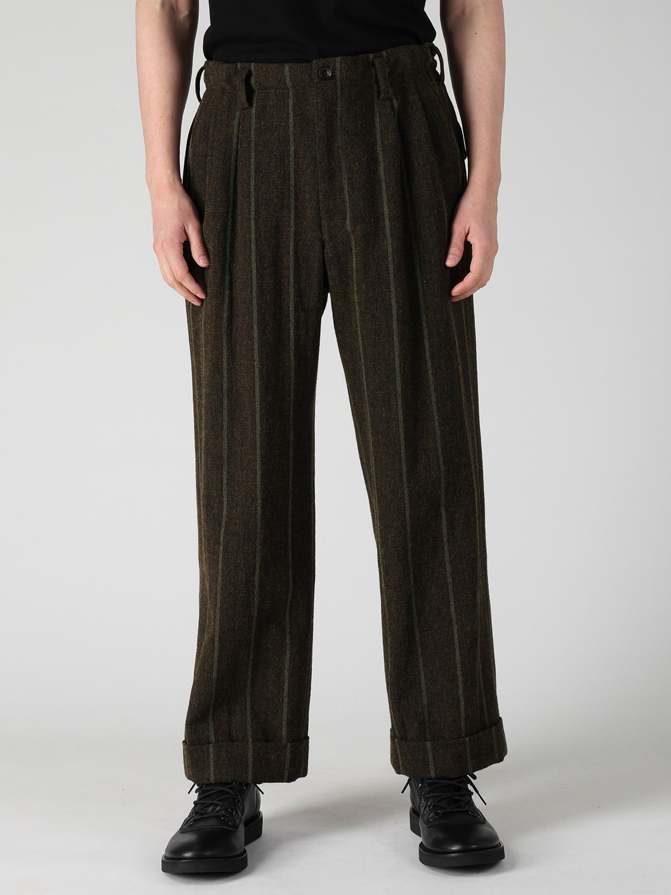 SPUN COLOR STRIPE HEM MACKIN 2 TUCKS PANTS