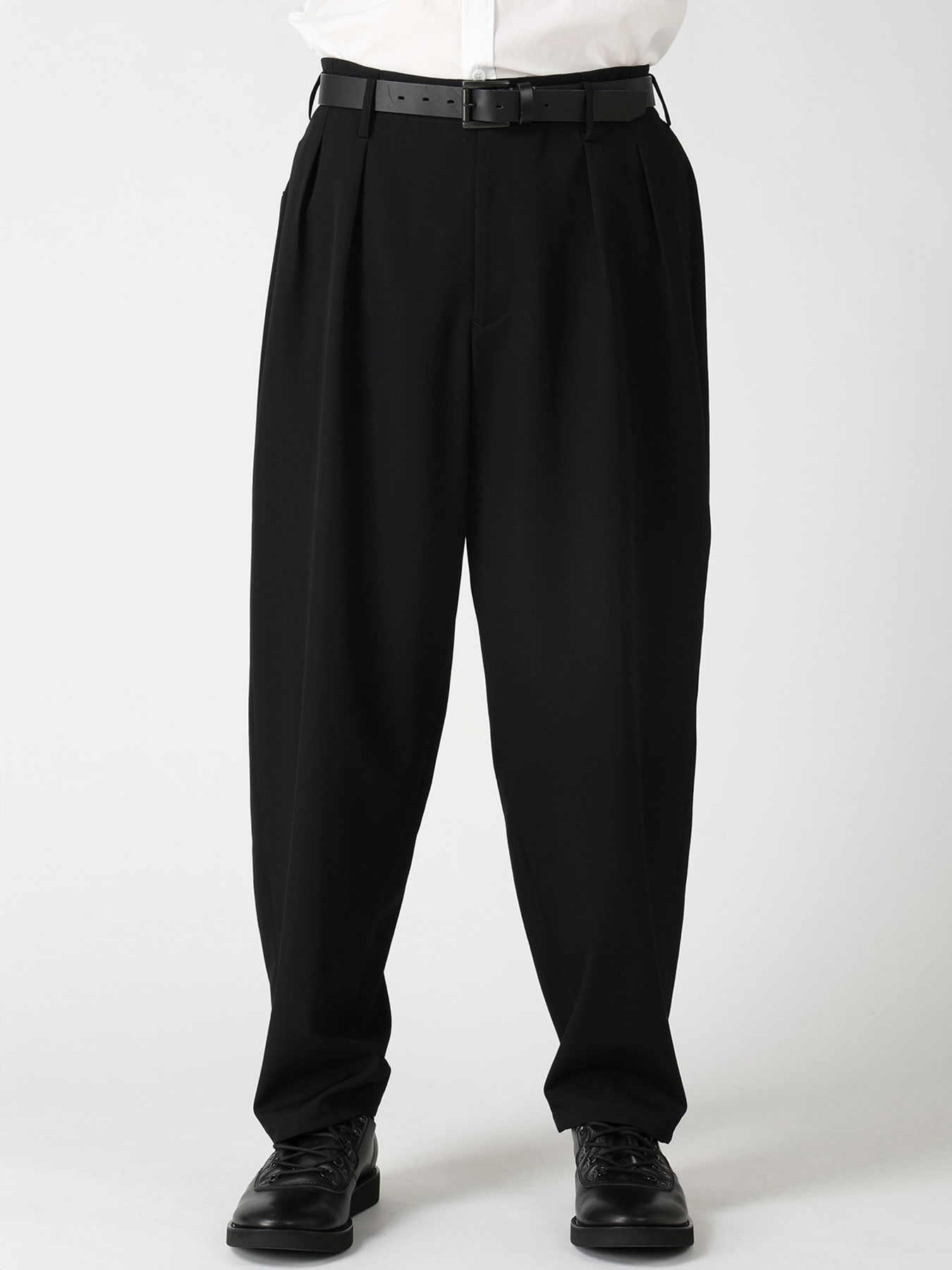 WOOL GABARDINE 2TUCKS SLIM PANTS