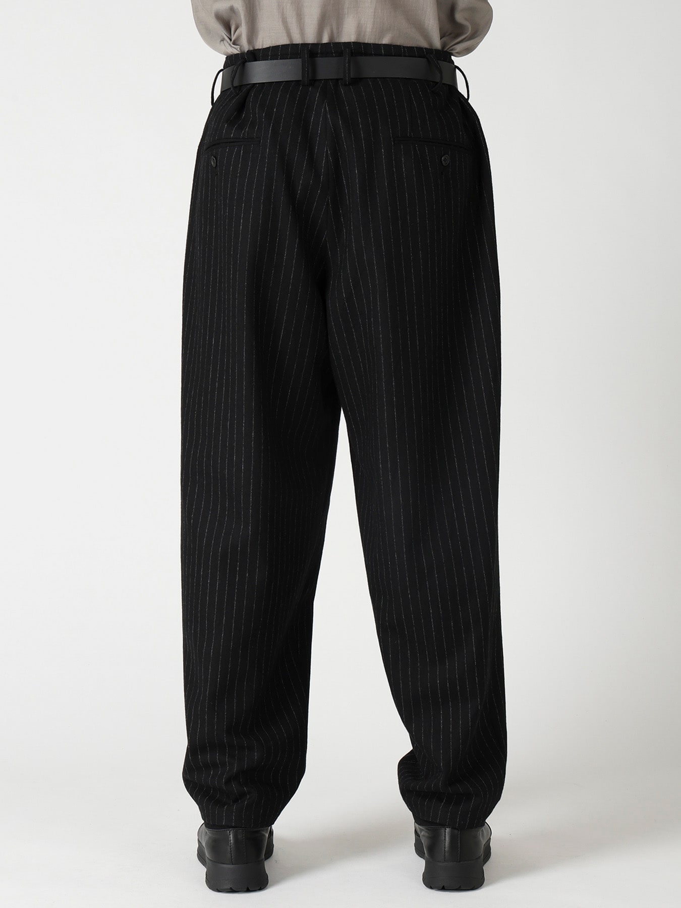 TOP STRIPE FLANNEL 2TUCKS SLIM PANTS