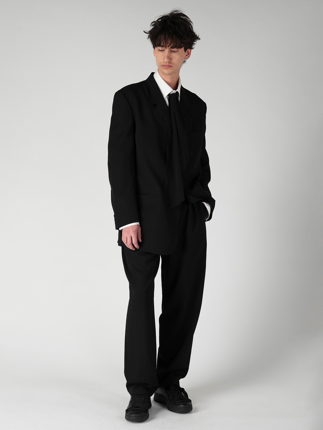 WOOL GABARDINE 2TUCKS SUIT PANTS