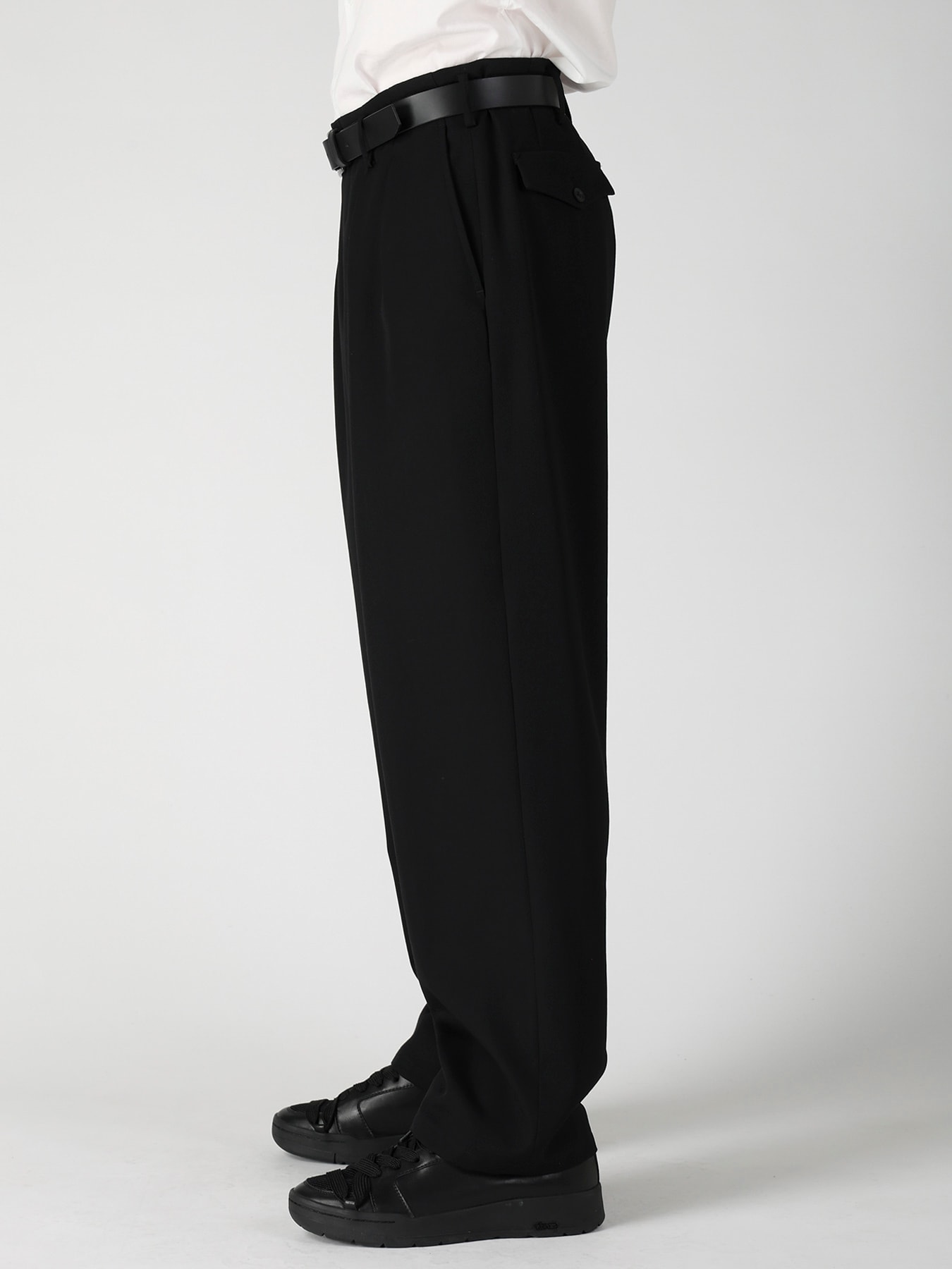 WOOL GABARDINE 2TUCKS SUIT PANTS