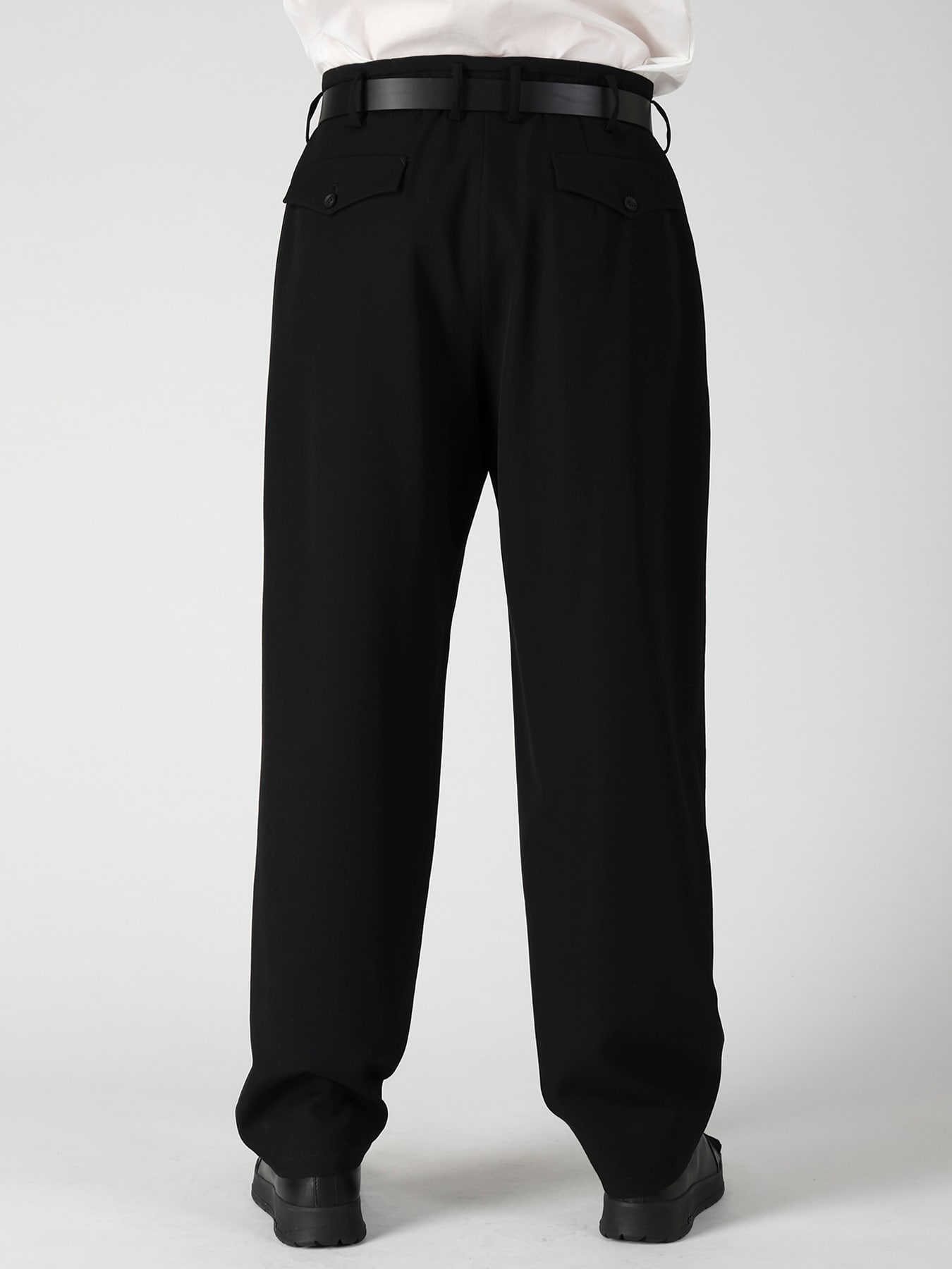 WOOL GABARDINE 2TUCKS SUIT PANTS