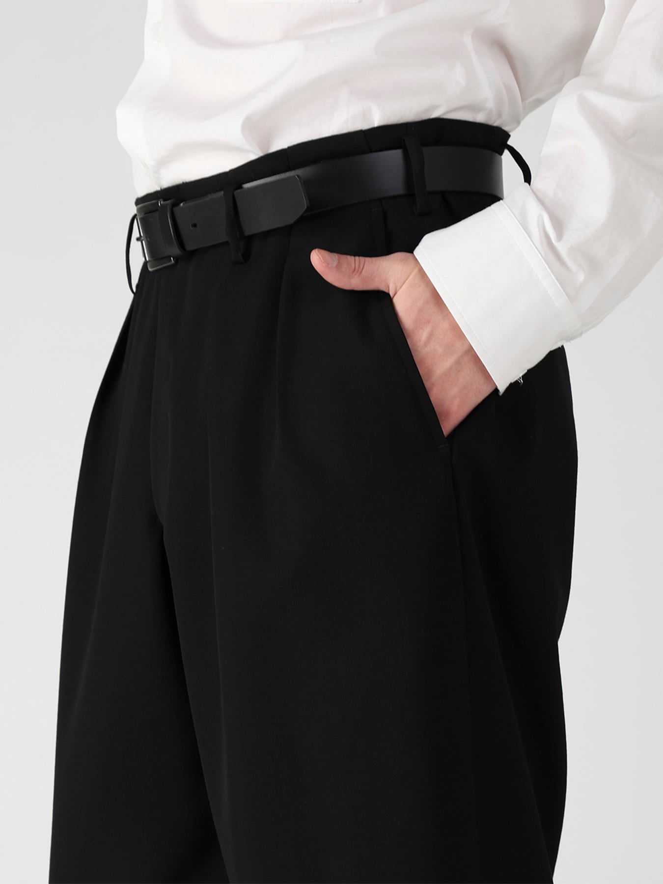 WOOL GABARDINE 2TUCKS SUIT PANTS